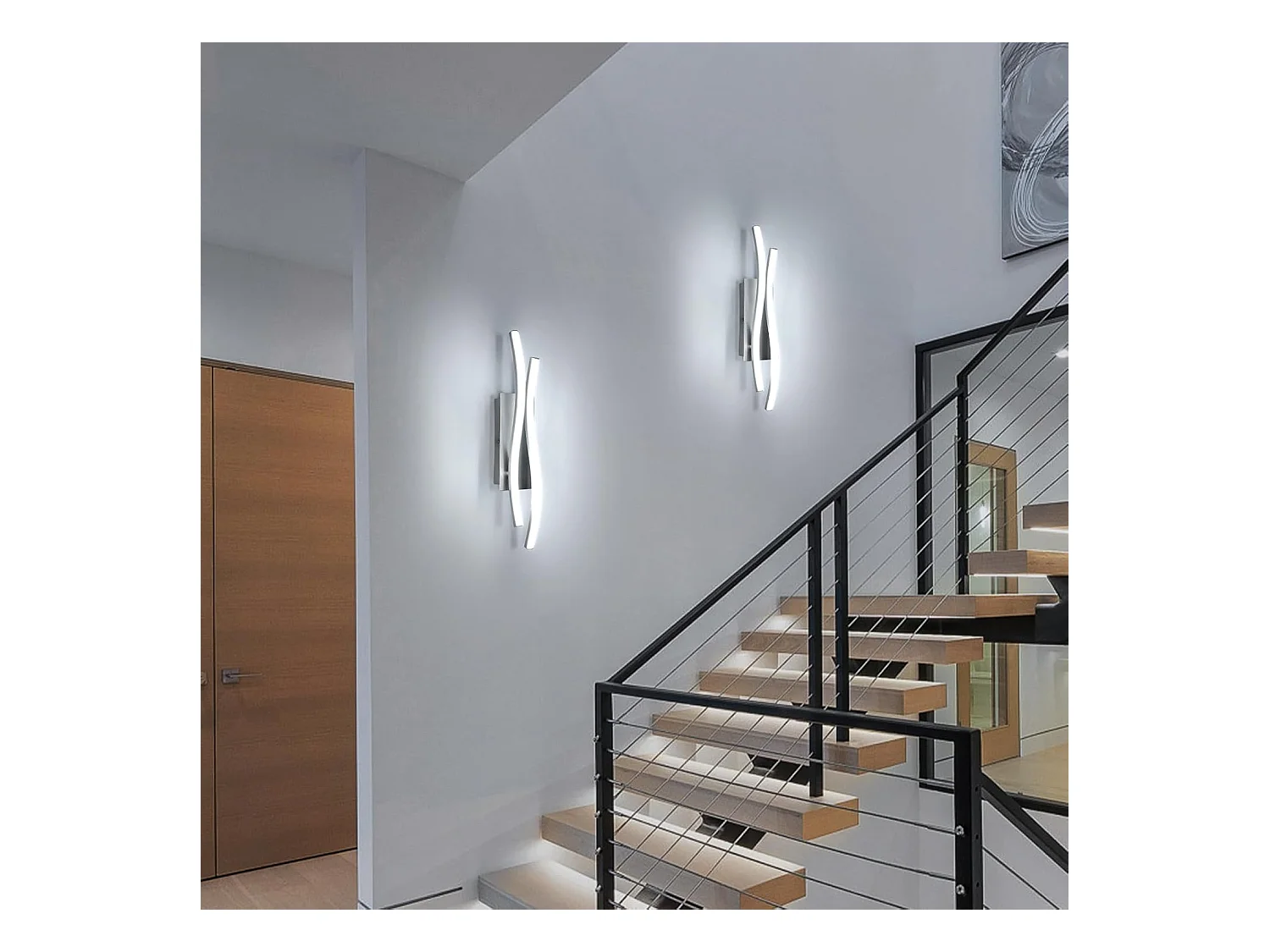 Applique da Parete Interno, Applique da Esterno Applique Camera da Letto Moderne pour Salon, Chambre, Escalier et Couloir, Blanc Froid 6500K