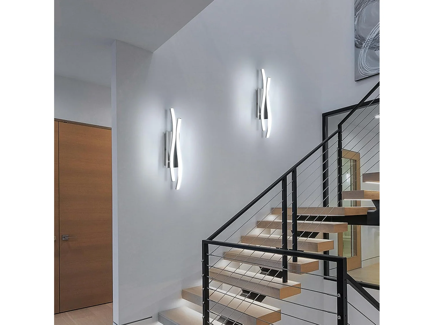 Applique da Parete Interno, Applique da Esterno Applique Camera da Letto Moderne pour Salon, Chambre, Escalier et Couloir, Blanc Froid 6500K