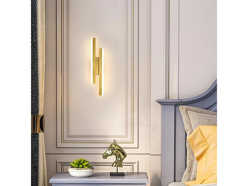 Applique Murale Interieur LED, Or Lampe Murale Moderne, 16 W Luminaire Murale en Acrylique pour Chambre, Salon, Hôtel, Escalier, Blanc Chaud 3000 K