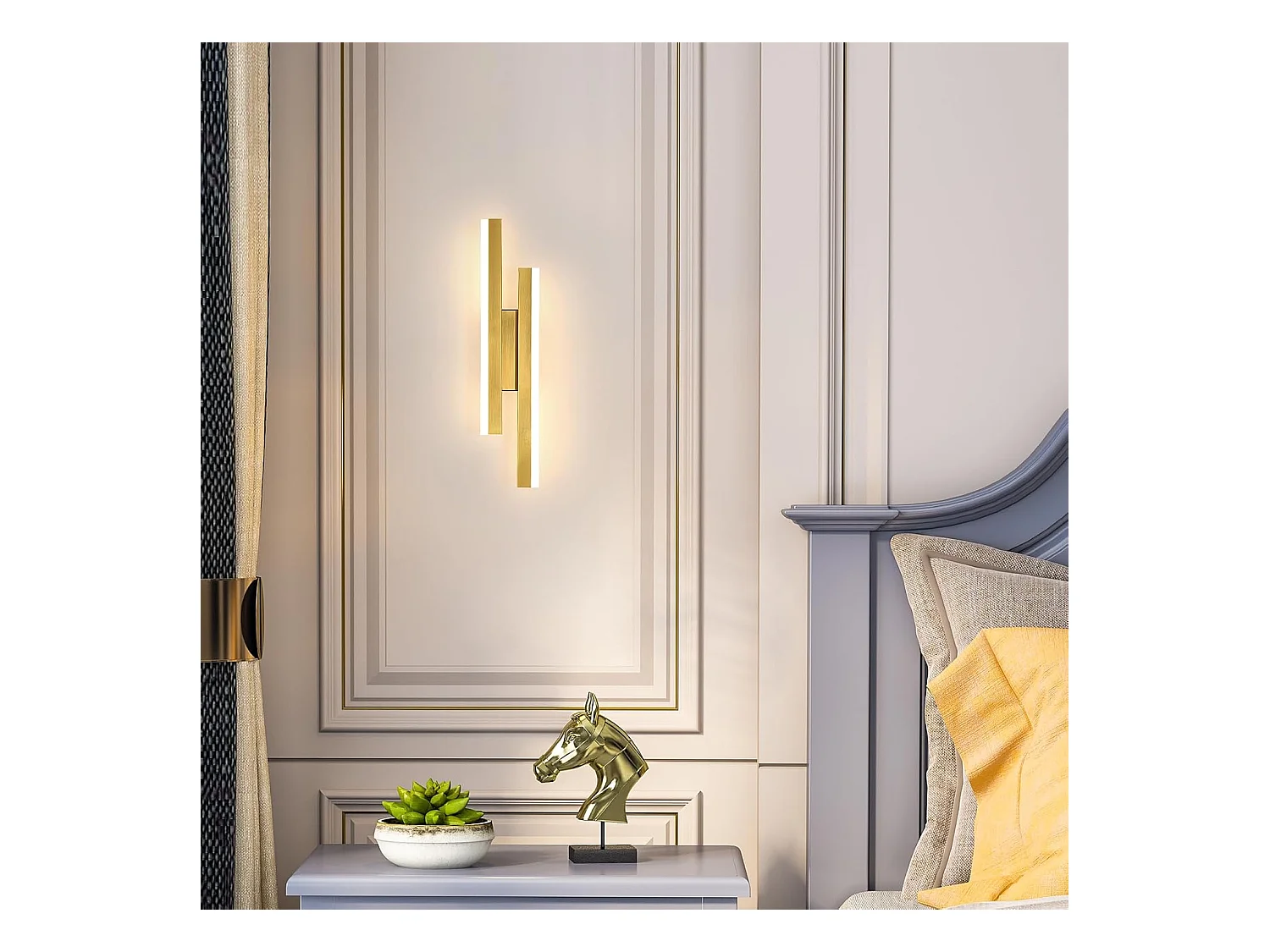 Applique Murale Interieur LED, Or Lampe Murale Moderne, 16 W Luminaire Murale en Acrylique pour Chambre, Salon, Hôtel, Escalier, Blanc Chaud 3000 K