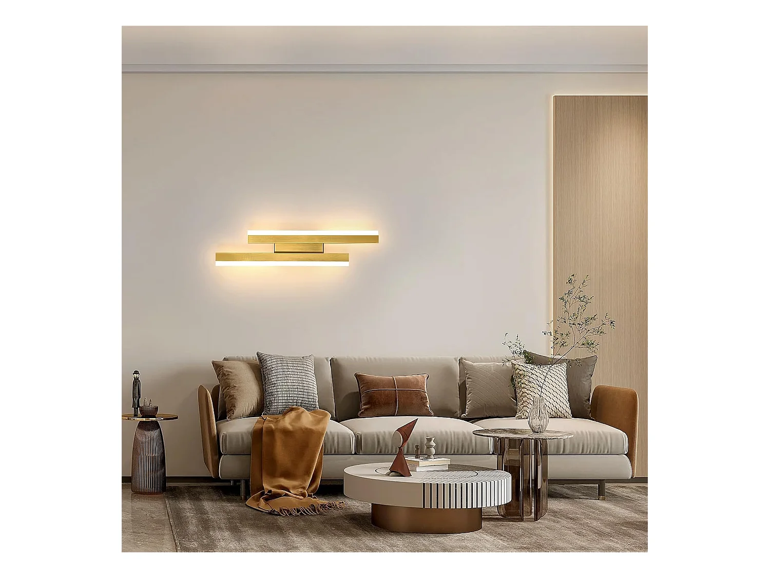 Applique Murale Interieur LED, Or Lampe Murale Moderne, 16 W Luminaire Murale en Acrylique pour Chambre, Salon, Hôtel, Escalier, Blanc Chaud 3000 K