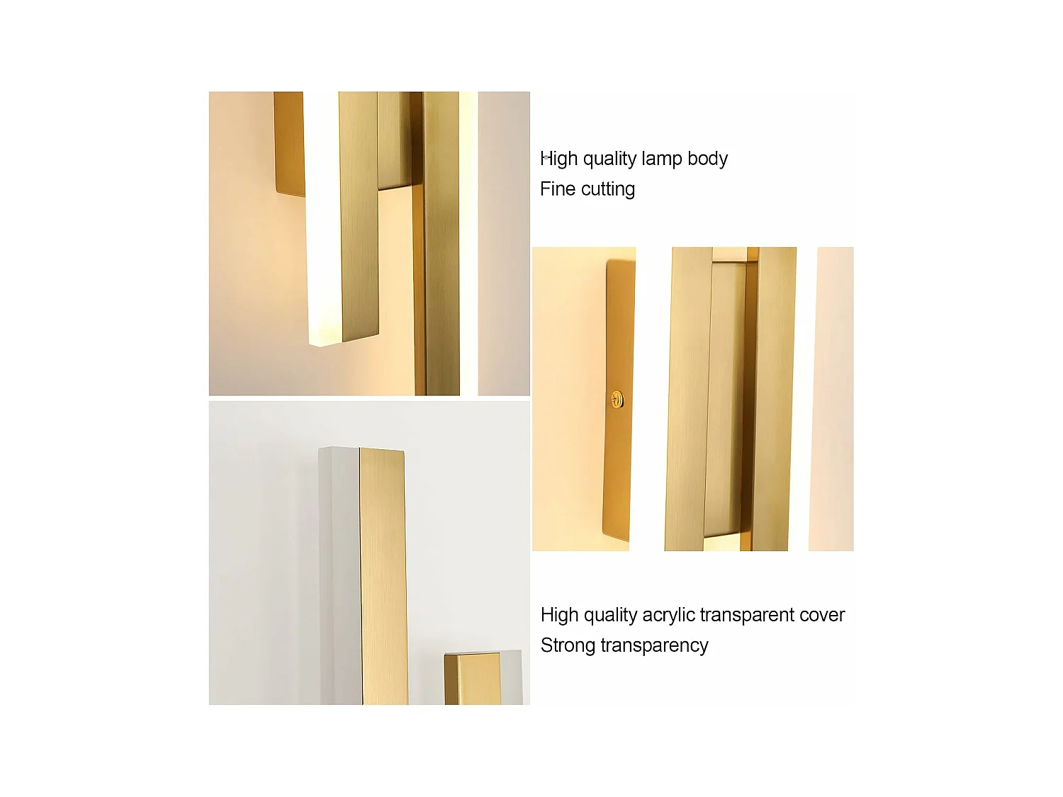 Applique Murale Interieur LED, Or Lampe Murale Moderne, 16 W Luminaire Murale en Acrylique pour Chambre, Salon, Hôtel, Escalier, Blanc Chaud 3000 K