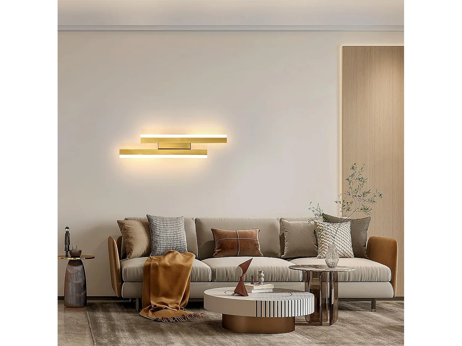Applique Murale Interieur LED, Or Lampe Murale Moderne, 16 W Luminaire Murale en Acrylique pour Chambre, Salon, Hôtel, Escalier, Blanc Chaud 3000 K
