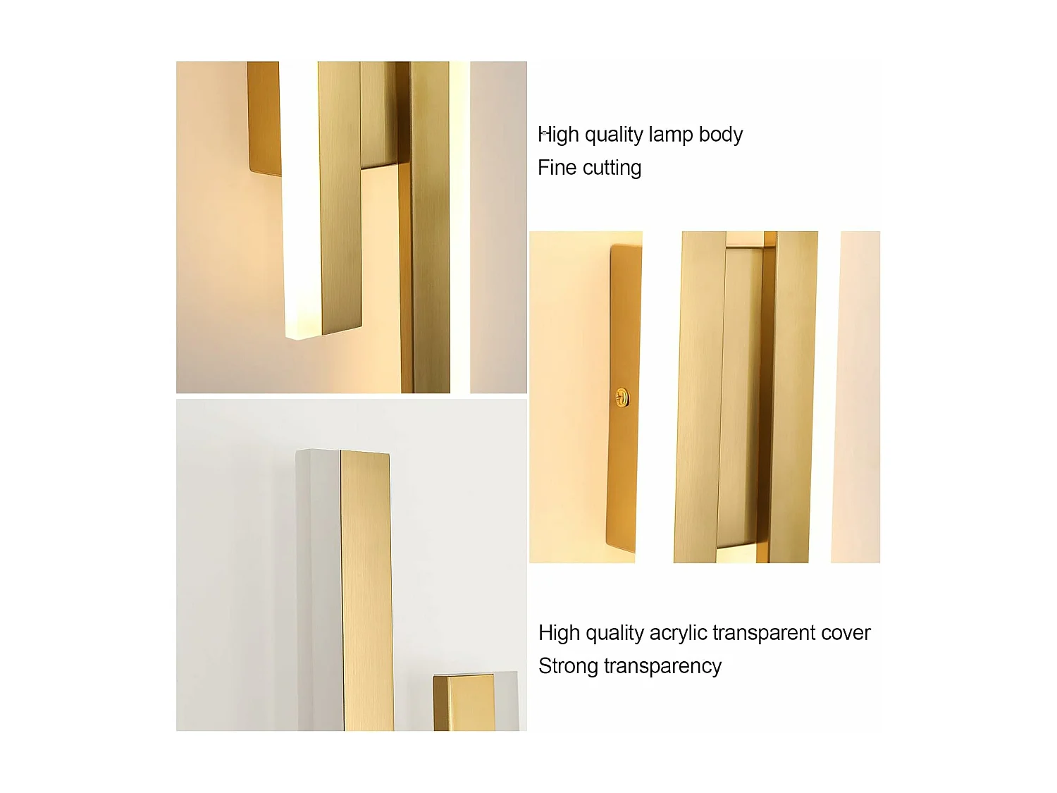 Applique Murale Interieur LED, Or Lampe Murale Moderne, 16 W Luminaire Murale en Acrylique pour Chambre, Salon, Hôtel, Escalier, Blanc Chaud 3000 K