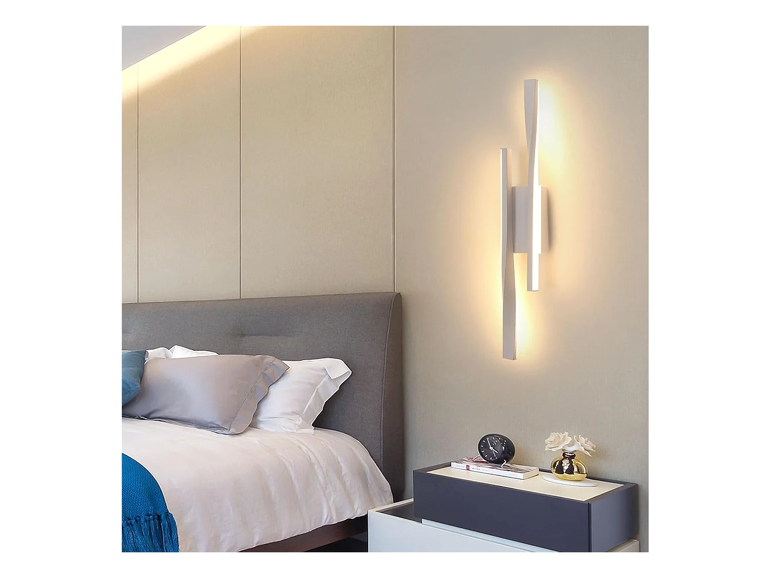 Applique Murale LED Intérieur 16W 1800LM - Design Moderne en Acrylique, 3000K Blanc Chaud Idéal Chambre/Salon/Couloir