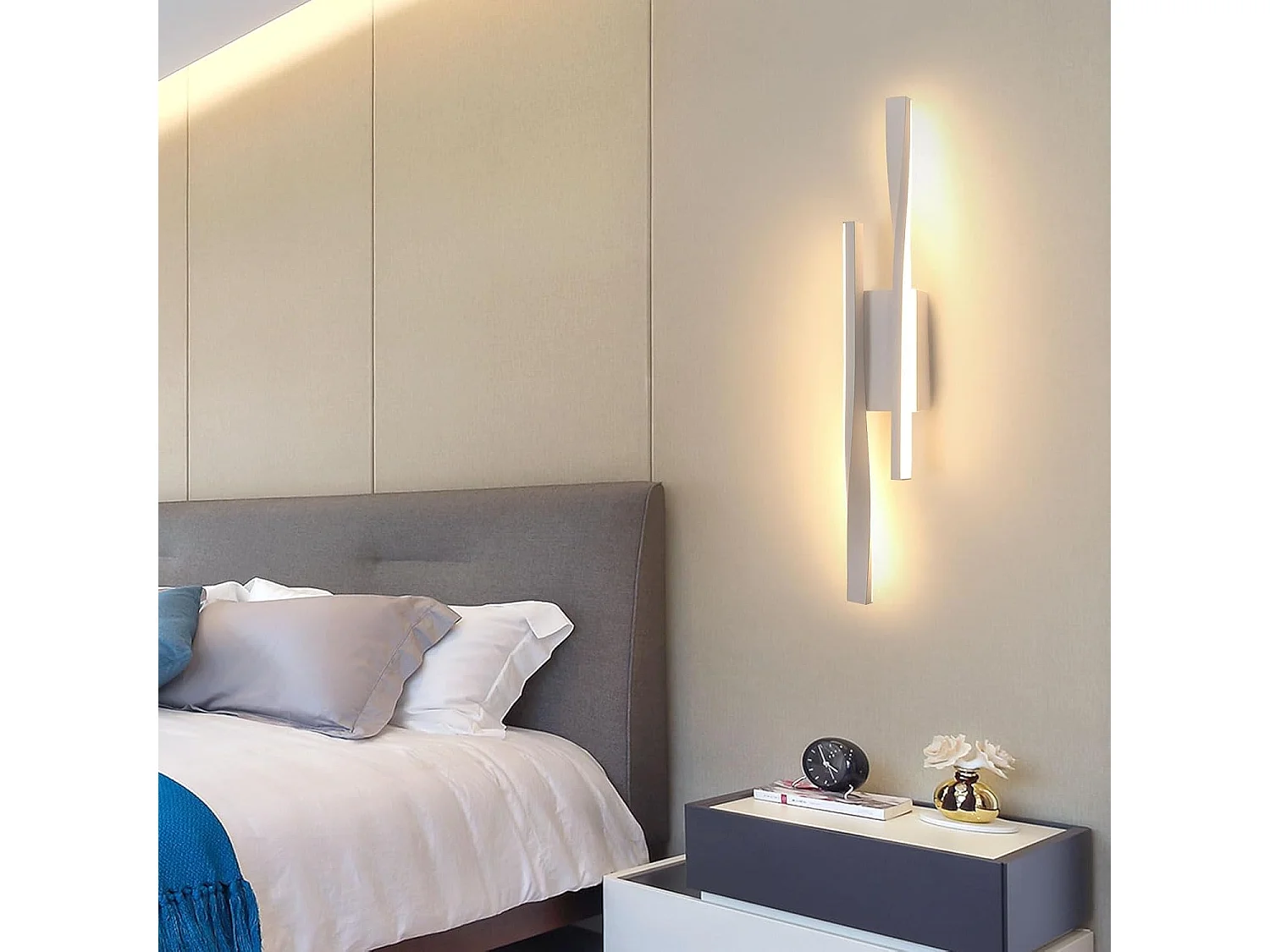 Applique Murale LED Intérieur 16W 1800LM - Design Moderne en Acrylique, 3000K Blanc Chaud Idéal Chambre/Salon/Couloir