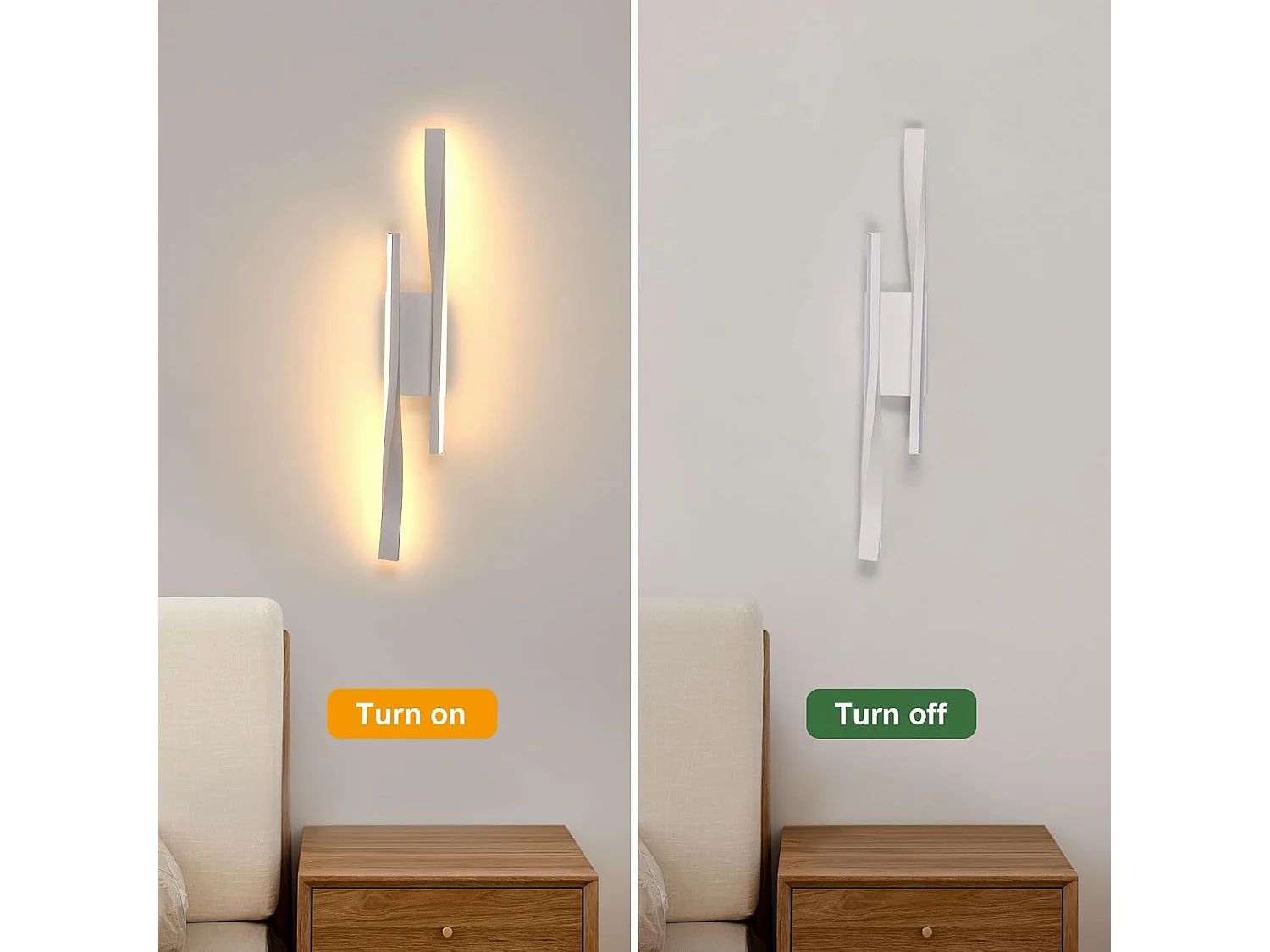 Applique Murale LED Intérieur 16W 1800LM - Design Moderne en Acrylique, 3000K Blanc Chaud Idéal Chambre/Salon/Couloir