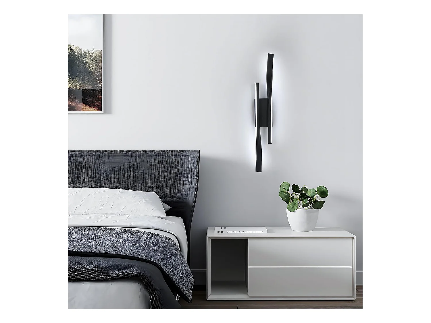 Applique Murale LED Moderne 16W 1800LM - Blanc Froid 6500K, Luminaire Mural Design pour Salon/Chambre/Escalier