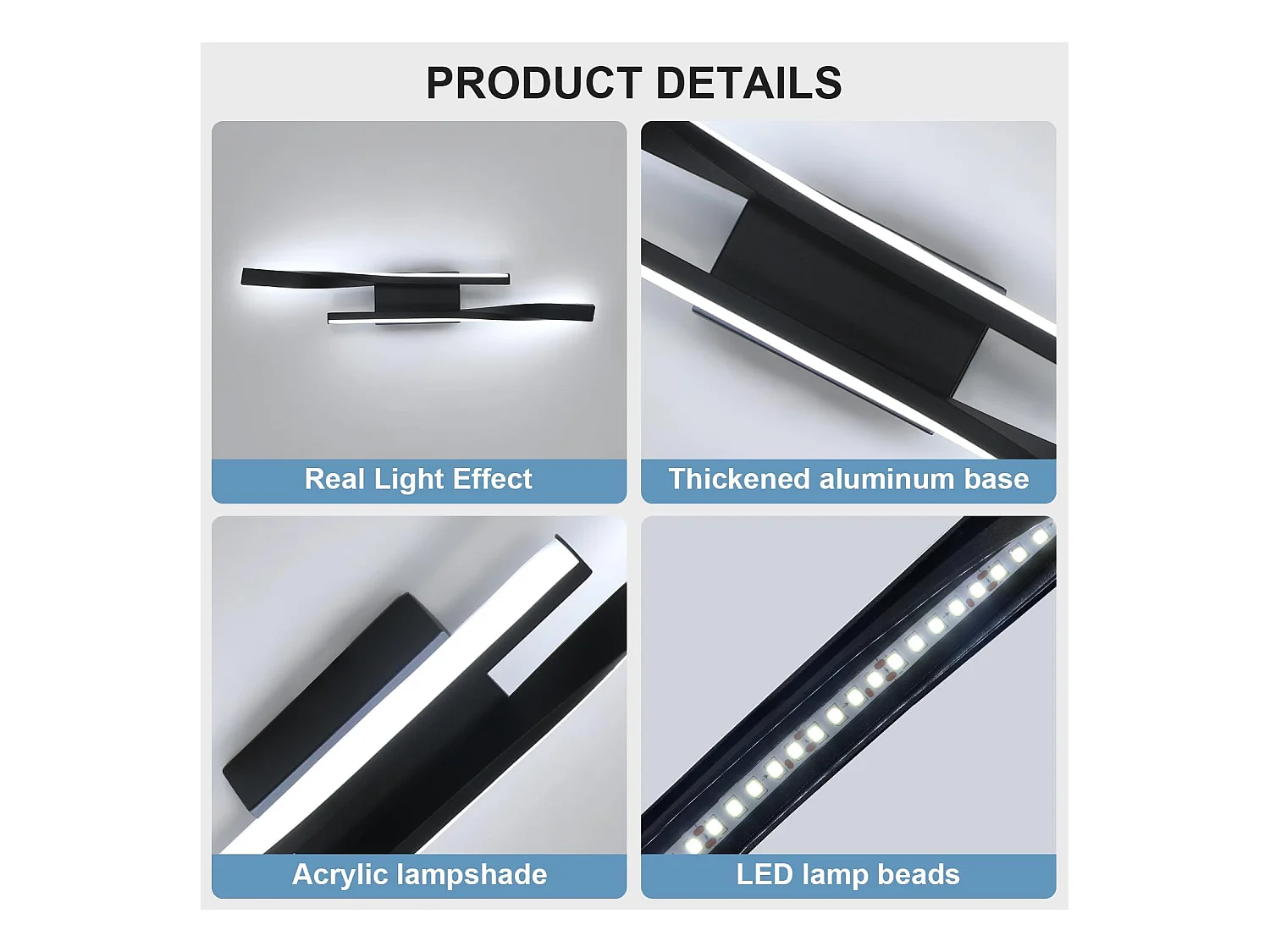 Applique Murale LED Moderne 16W 1800LM - Blanc Froid 6500K, Luminaire Mural Design pour Salon/Chambre/Escalier