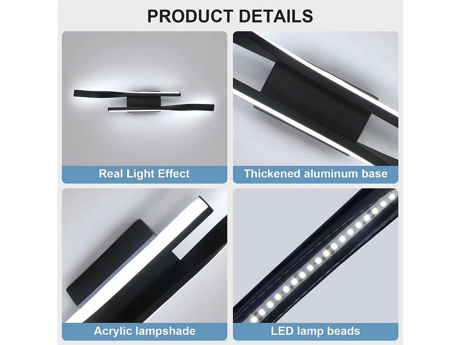 Applique Murale LED Moderne 16W 1800LM - Blanc Froid 6500K, Luminaire Mural Design pour Salon/Chambre/Escalier