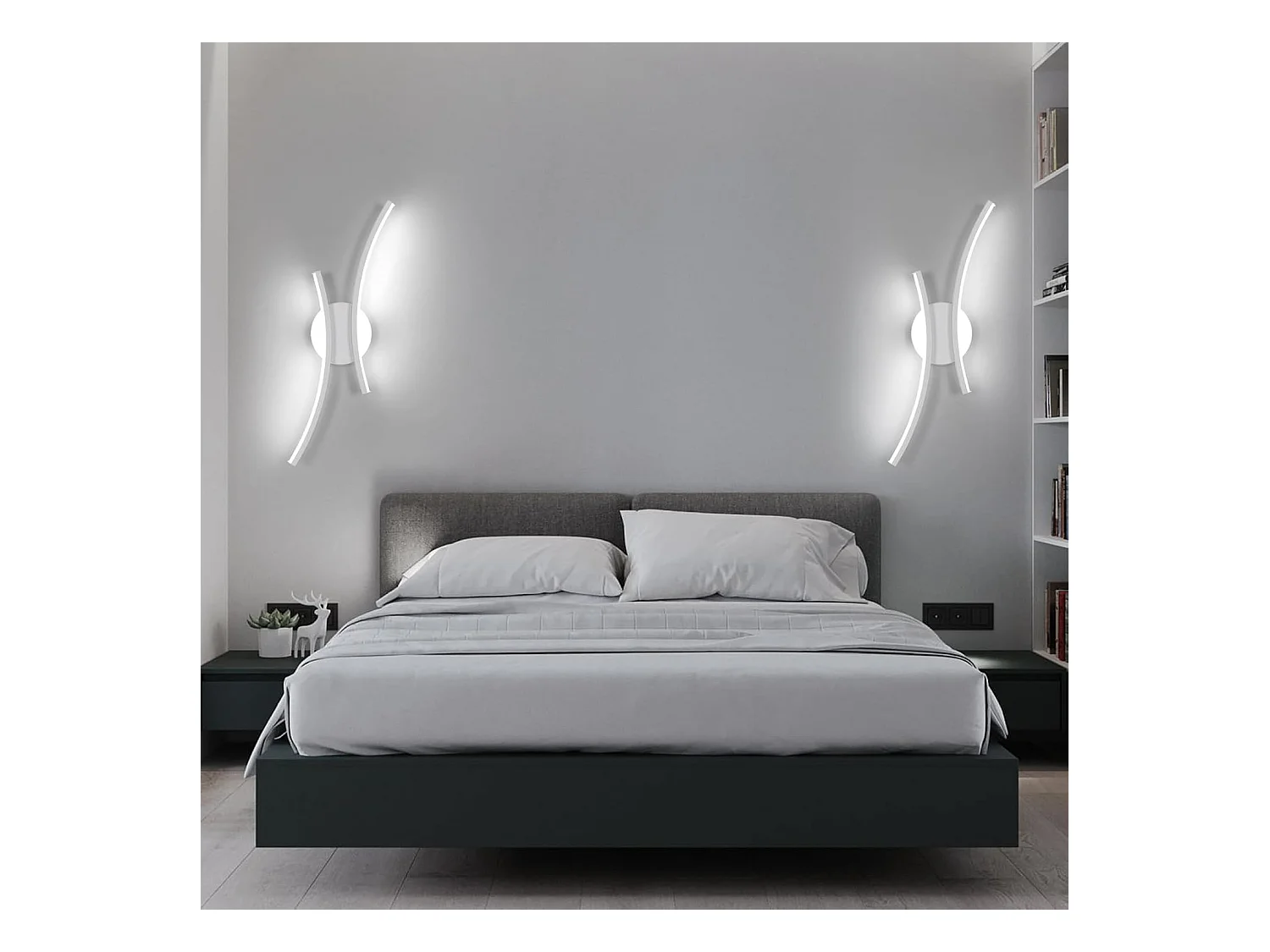 Applique Murale LED 20W 44cm Design Moderne Tubes Arqués - Lumière Froide 6500K pour Chambre, Salon, Couloir