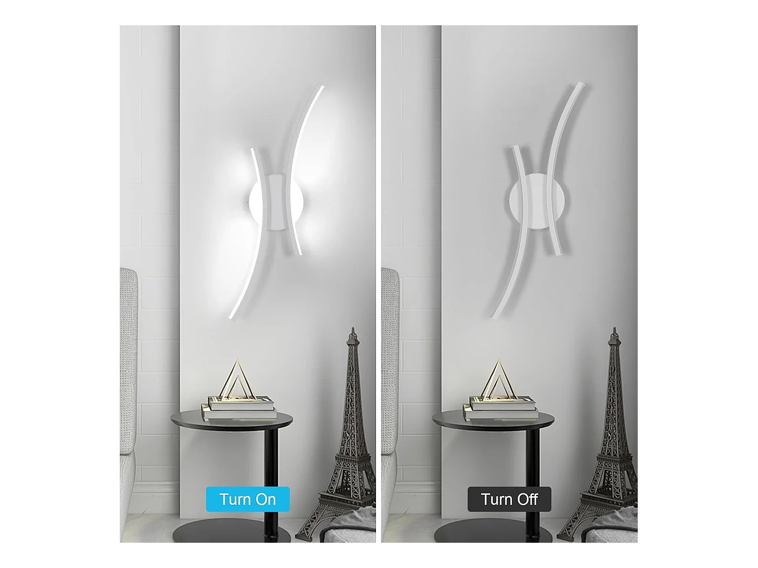 Applique Murale LED 20W 44cm Design Moderne Tubes Arqués - Lumière Froide 6500K pour Chambre, Salon, Couloir