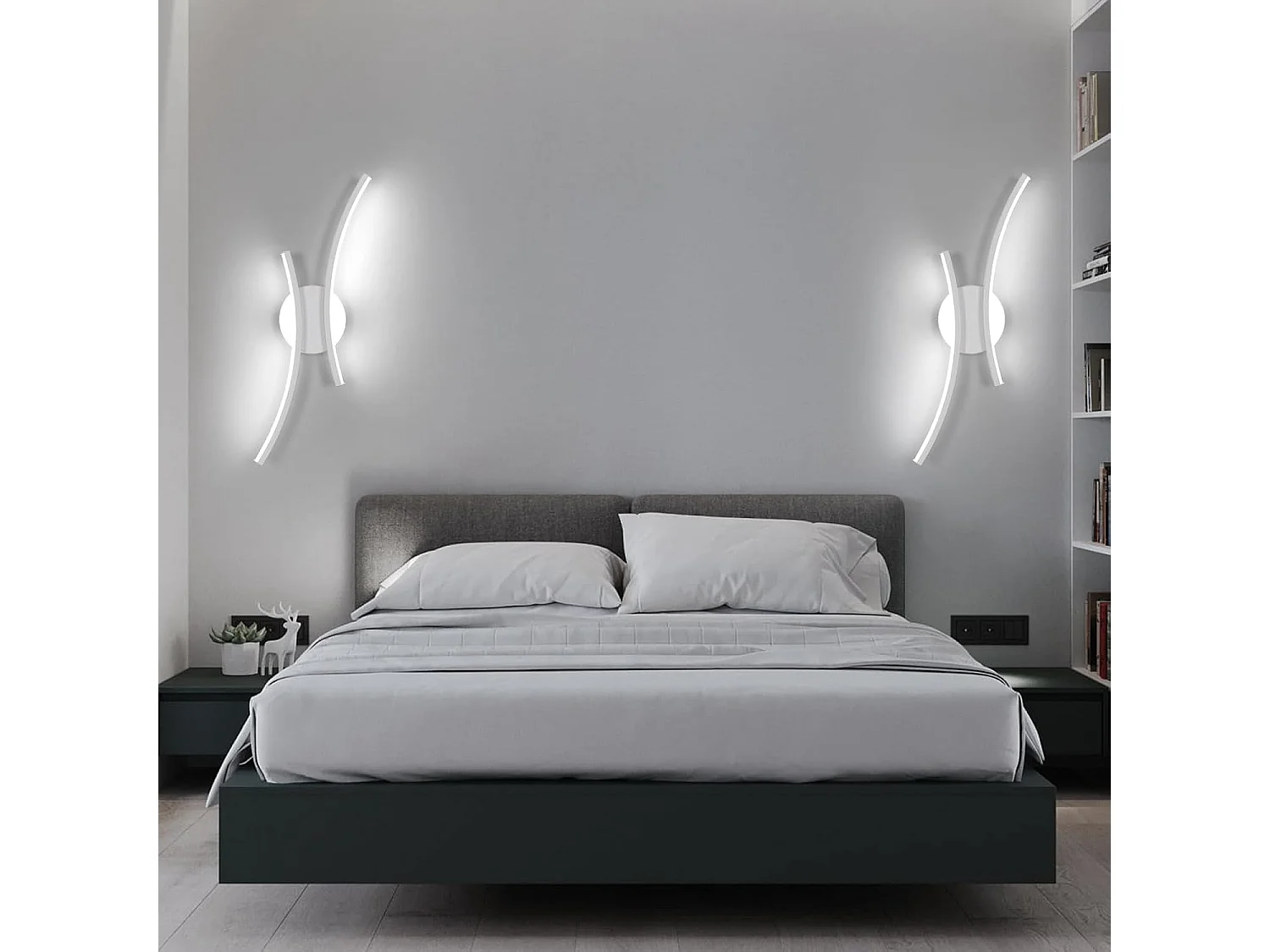 Applique Murale LED 20W 44cm Design Moderne Tubes Arqués - Lumière Froide 6500K pour Chambre, Salon, Couloir
