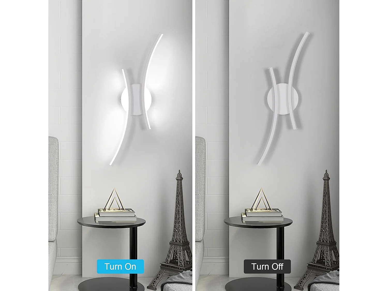 Applique Murale LED 20W 44cm Design Moderne Tubes Arqués - Lumière Froide 6500K pour Chambre, Salon, Couloir