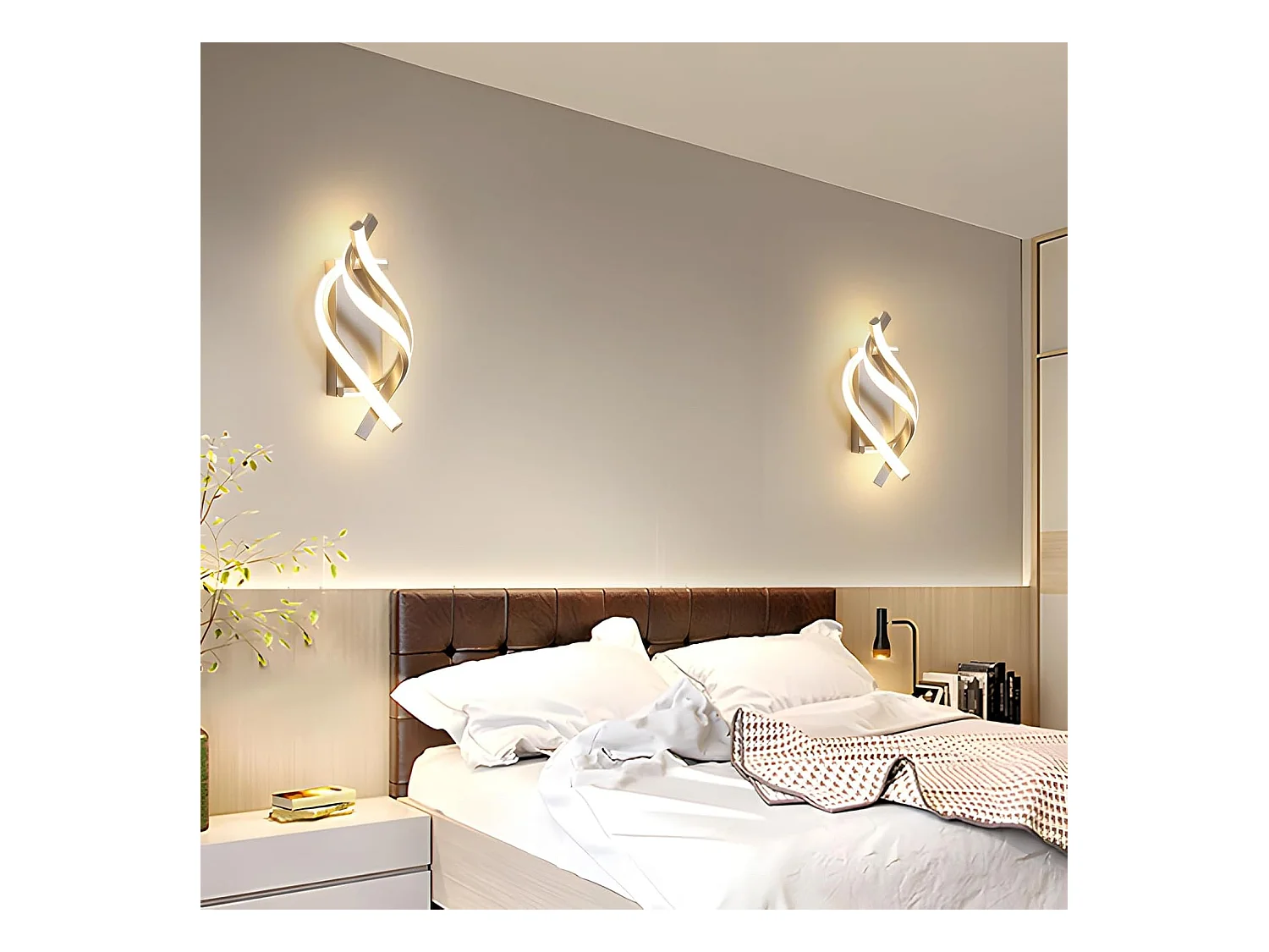 Applique Murale Intérieure LED, 22W Créative Argenté Lampe Murale Moderne 3000K Lumière Chaude, Acrylique Luminaire Mural Interieur pour Chambre