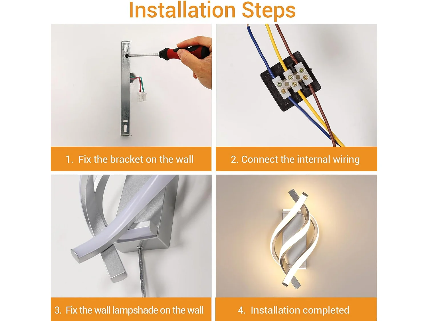 Applique Murale Intérieure LED, 22W Créative Argenté Lampe Murale Moderne 3000K Lumière Chaude, Acrylique Luminaire Mural Interieur pour Chambre