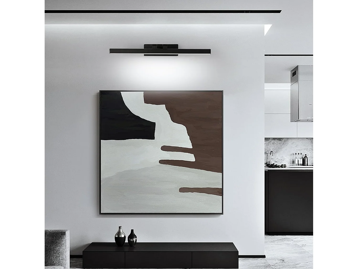 Lampe Miroir Salle de Bain 9W 1100LM 220V, 40cm Lampe Miroir Applique LED Salle de Bain, Blanc Froid 6500K Luminaire Salle de Bain IP40, Noir