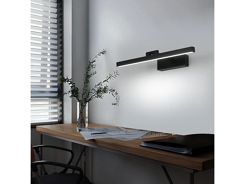 Lampe Miroir Salle de Bain 9W 1100LM 220V, 40cm Lampe Miroir Applique LED Salle de Bain, Blanc Froid 6500K Luminaire Salle de Bain IP40, Noir