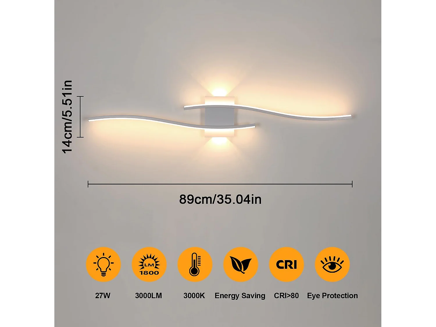 Applique Murale LED 27W 3000LM - Design Moderne et Créatif, Blanc Chaud 3000K - Luminaire pour Chambre, Salon, Couloir