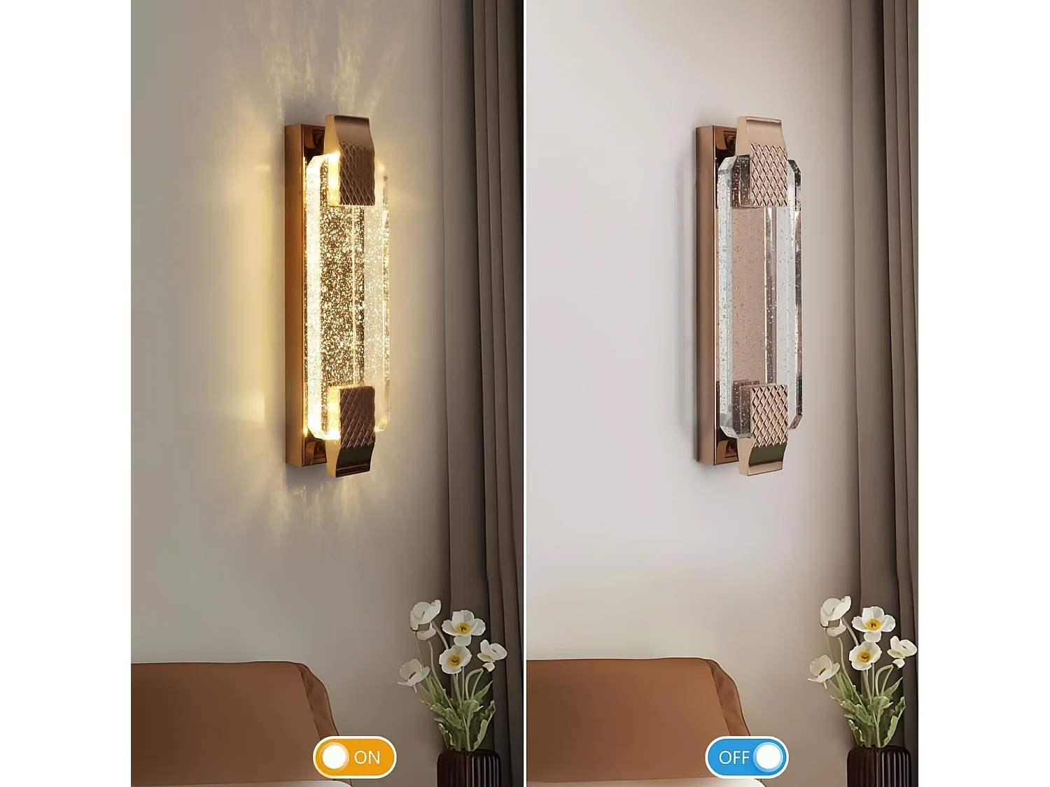 Applique Murale LED 12W Or Moderne en Cristal - Lumière Chaude 3000K pour Salon, Chambre, Cuisine - Éclairage Mural Élégant Multiusage