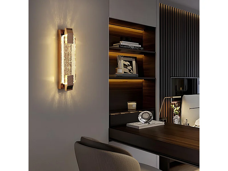 Applique Murale LED 12W Or Moderne en Cristal - Lumière Chaude 3000K pour Salon, Chambre, Cuisine - Éclairage Mural Élégant Multiusage
