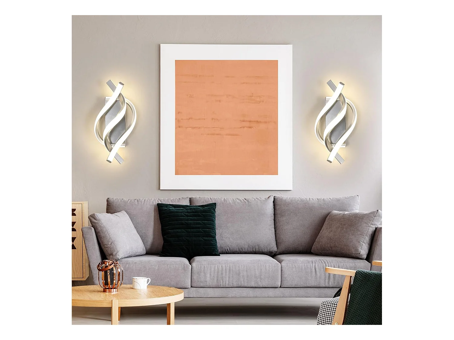 Applique Murale LED Moderne 22W 2500LM Design Spirale, Lumière Neutre 4500K pour Chambre/Salon/Couloir - Éclairage Mural Élégant