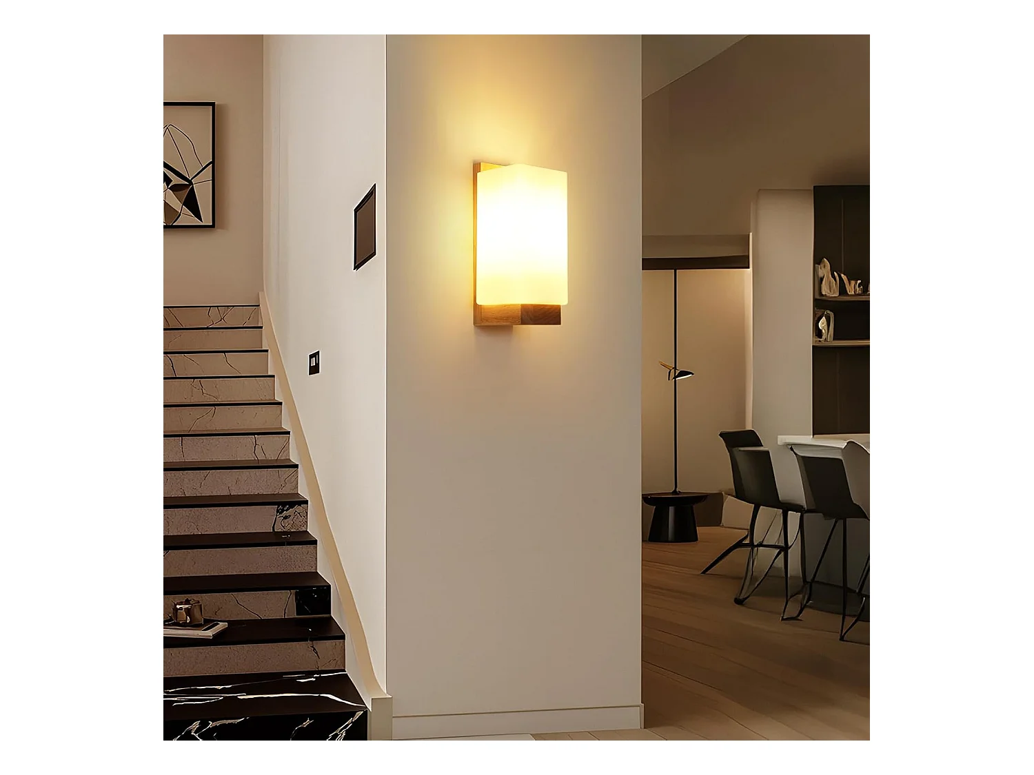 Wandleuchte Interieur 3000k - 6500k drei Farben dimmbar LED Wandlampe Kreativität Wandlampe Innen Holz Geeignet für Schlafzimmer, Flur, Treppe (25 * 12 * 10 cm)