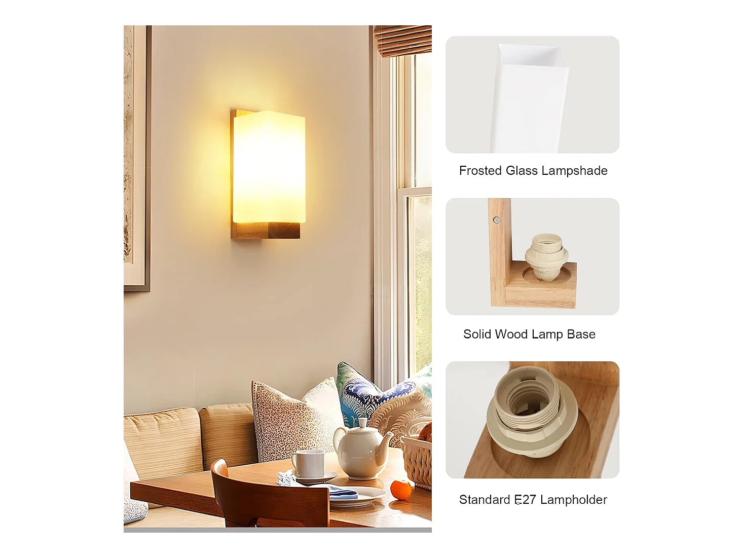 Wandleuchte Interieur 3000k - 6500k drei Farben dimmbar LED Wandlampe Kreativität Wandlampe Innen Holz Geeignet für Schlafzimmer, Flur, Treppe (25 * 12 * 10 cm)