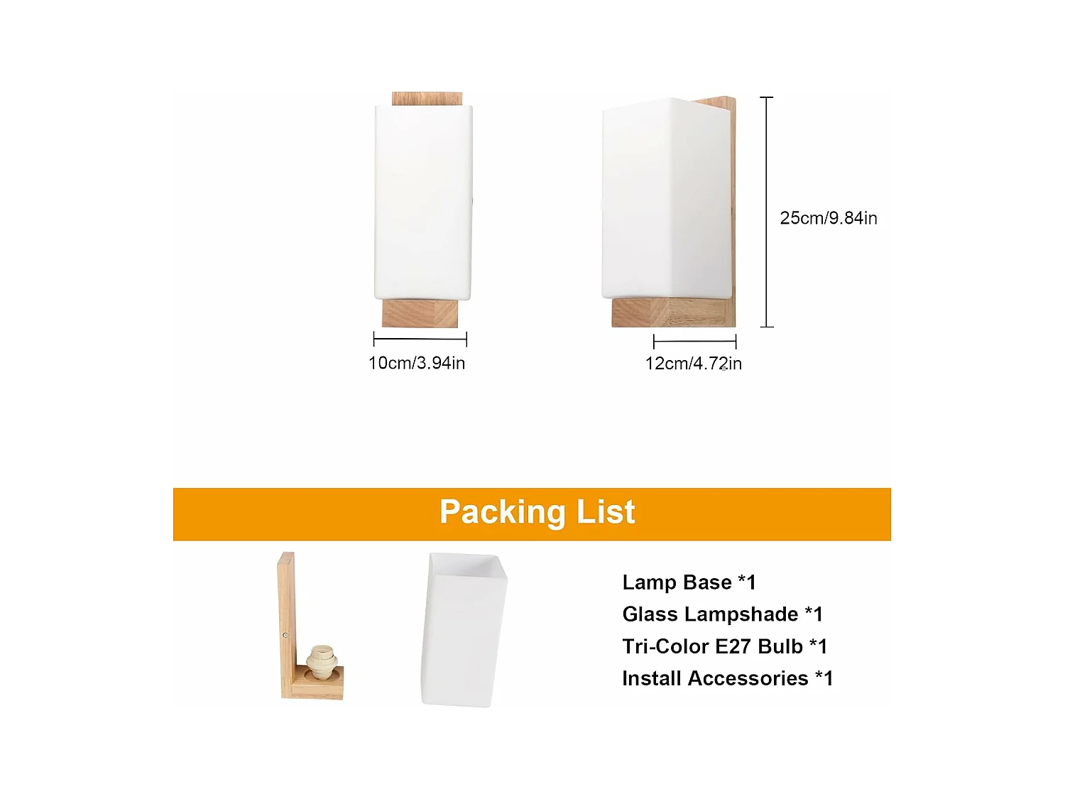 Wandleuchte Interieur 3000k - 6500k drei Farben dimmbar LED Wandlampe Kreativität Wandlampe Innen Holz Geeignet für Schlafzimmer, Flur, Treppe (25 * 12 * 10 cm)