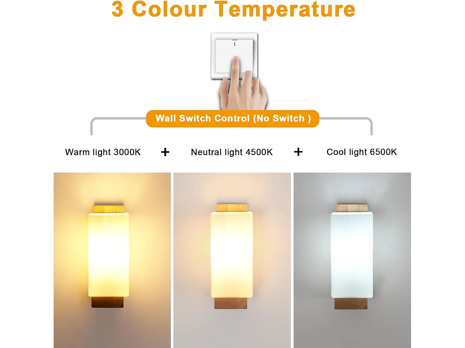 Wandleuchte Interieur 3000k - 6500k drei Farben dimmbar LED Wandlampe Kreativität Wandlampe Innen Holz Geeignet für Schlafzimmer, Flur, Treppe (25 * 12 * 10 cm)