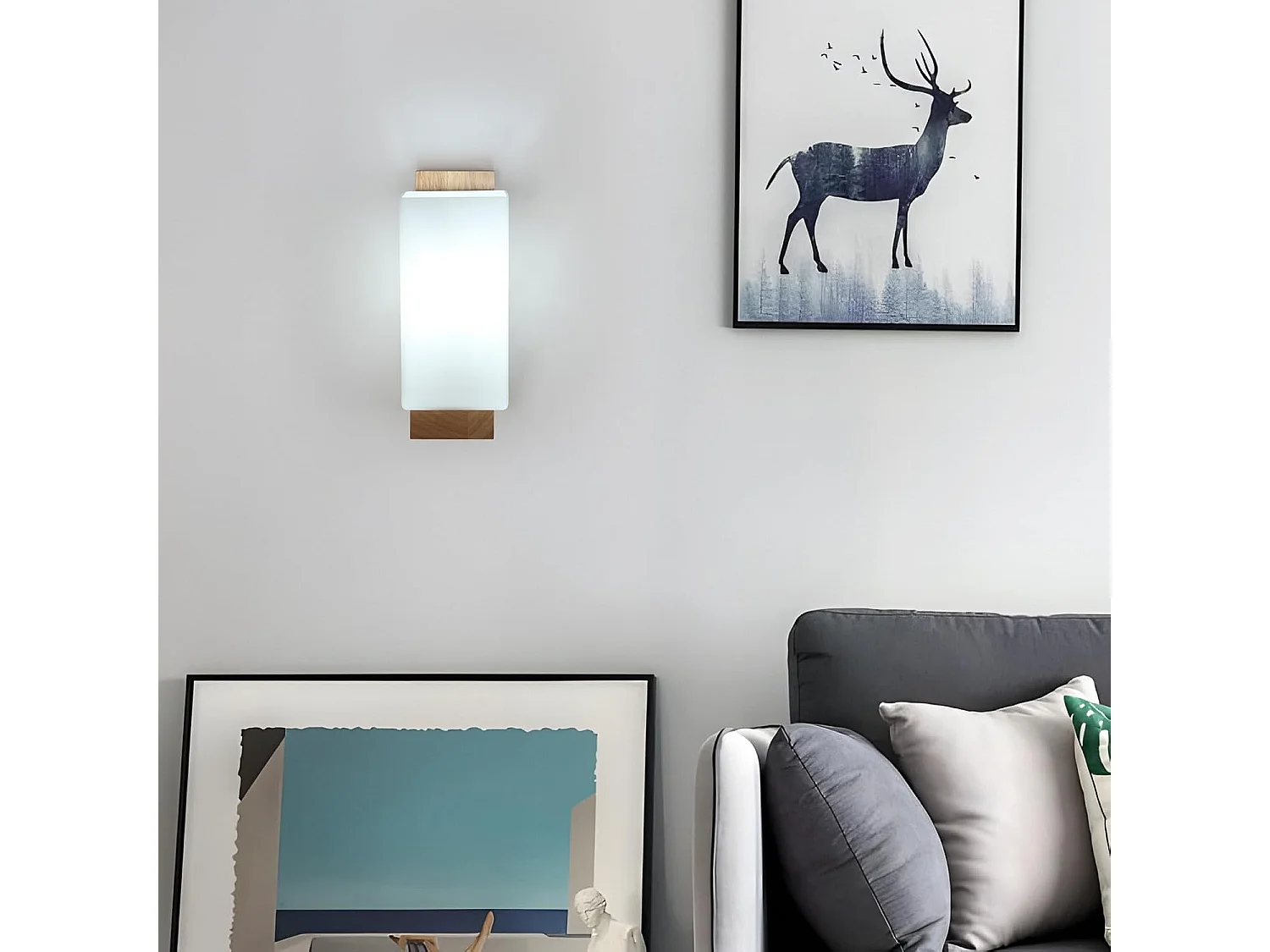 Wandleuchte Interieur 3000k - 6500k drei Farben dimmbar LED Wandlampe Kreativität Wandlampe Innen Holz Geeignet für Schlafzimmer, Flur, Treppe (25 * 12 * 10 cm)