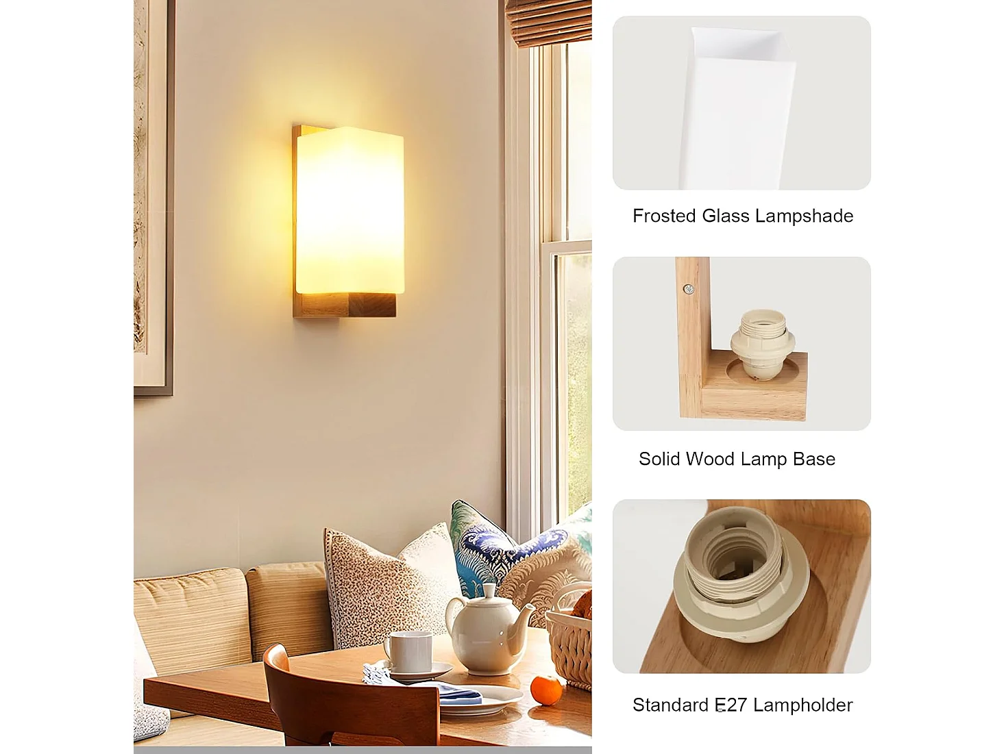 Wandleuchte Interieur 3000k - 6500k drei Farben dimmbar LED Wandlampe Kreativität Wandlampe Innen Holz Geeignet für Schlafzimmer, Flur, Treppe (25 * 12 * 10 cm)