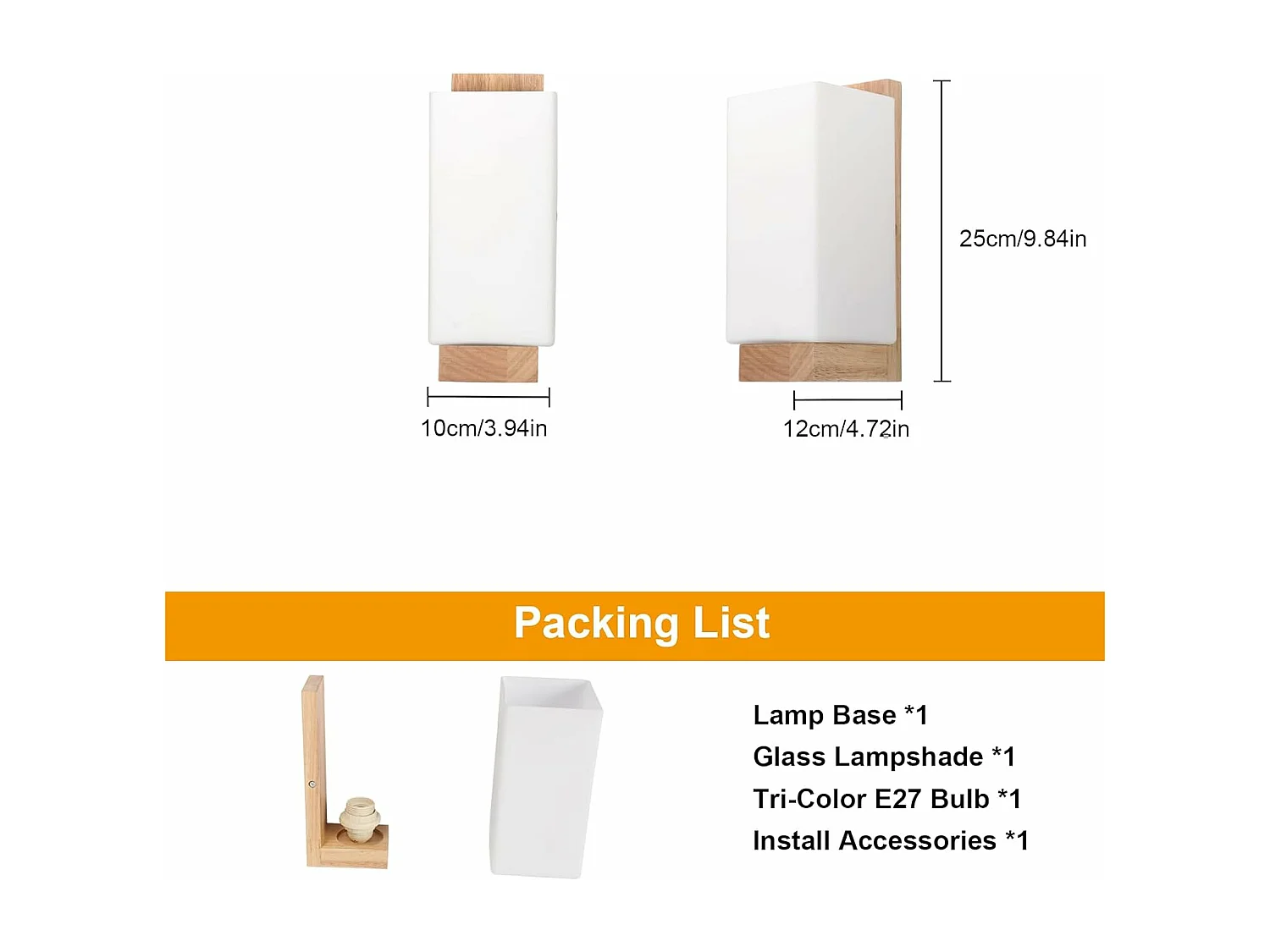 Wandleuchte Interieur 3000k - 6500k drei Farben dimmbar LED Wandlampe Kreativität Wandlampe Innen Holz Geeignet für Schlafzimmer, Flur, Treppe (25 * 12 * 10 cm)