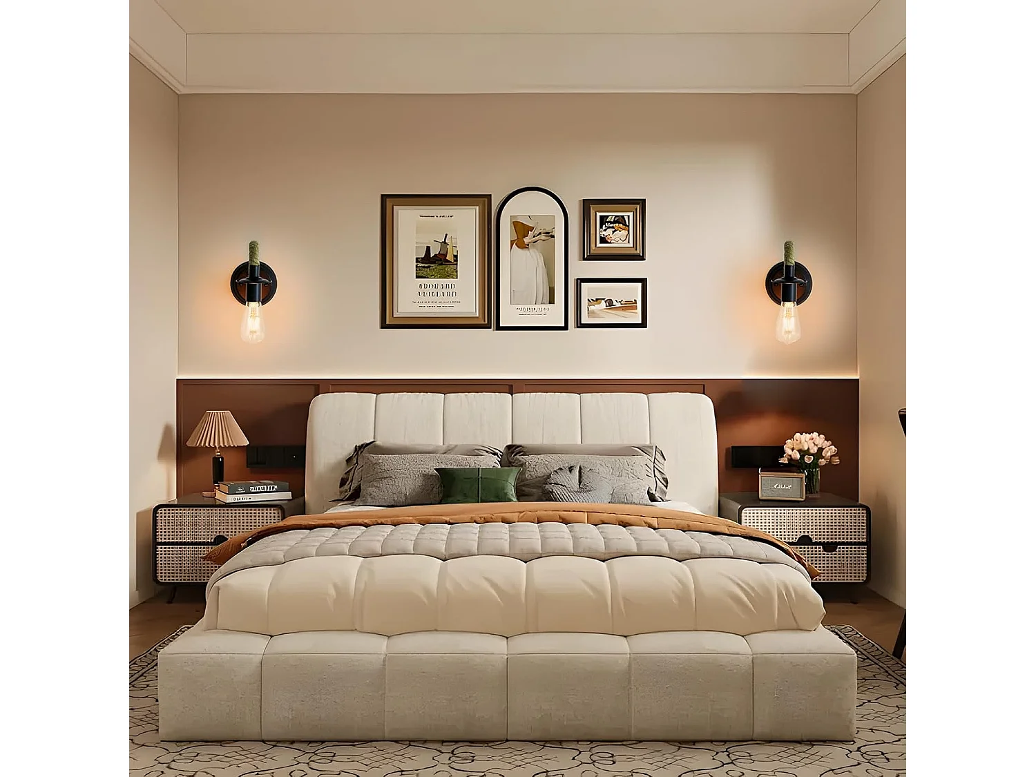 Lampe murale vintage, lampe murale E27 en ficelle noire, lampe murale industrielle d'intérieur pour la chambre, le salon, les escaliers et le couloir (sans ampoule)