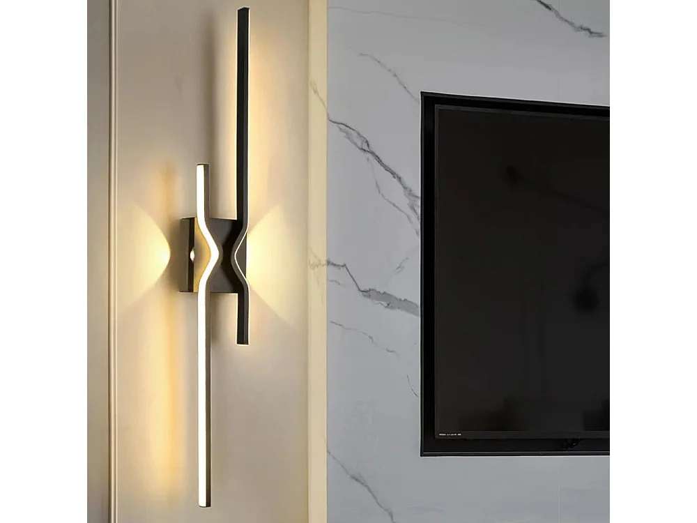 Applique Murale Intérieure LED 25W, Minimaliste Design Lampe Murale Moderne, Noir Acrylique Luminaire Mural pour Chambre Couloir  , Blanc Chaud 3000K