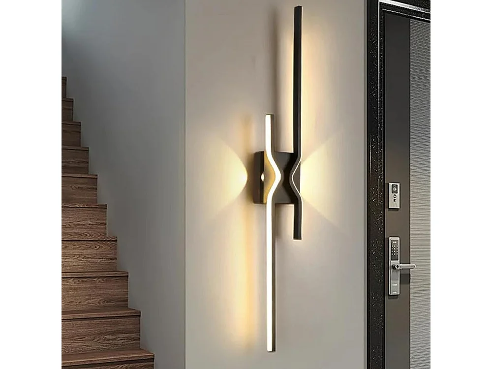 Applique Murale Intérieure LED 25W, Minimaliste Design Lampe Murale Moderne, Noir Acrylique Luminaire Mural pour Chambre Couloir  , Blanc Chaud 3000K