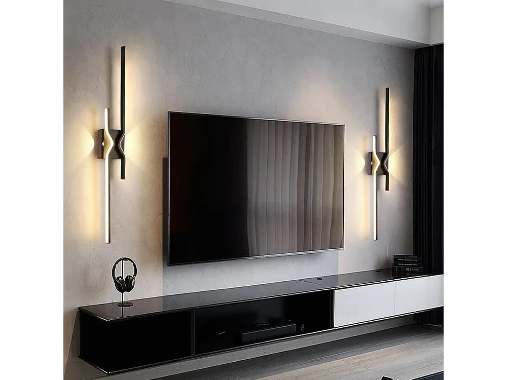 Applique Murale Intérieure LED 25W, Minimaliste Design Lampe Murale Moderne, Noir Acrylique Luminaire Mural pour Chambre Couloir  , Blanc Chaud 3000K