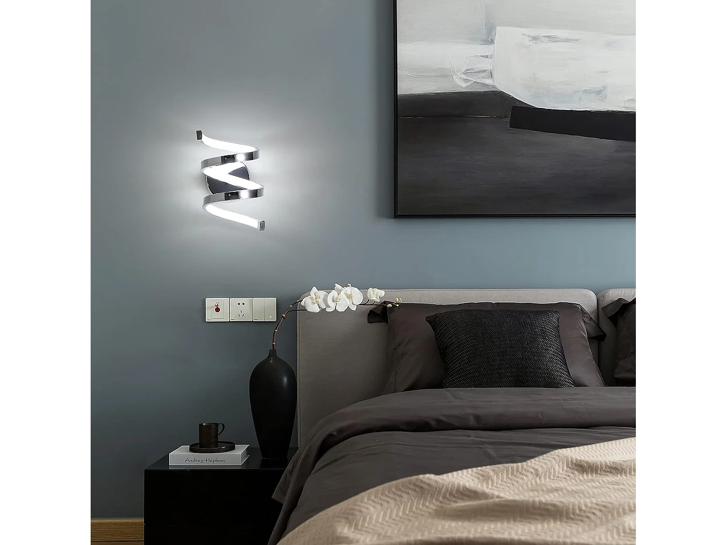 LED Applique Murale, 18W Moderne Lampe Murale Interieur, Luminaire Mural 1440LM 6000K Lumière Blanche Froide pour le salon chambre Hall Escalier