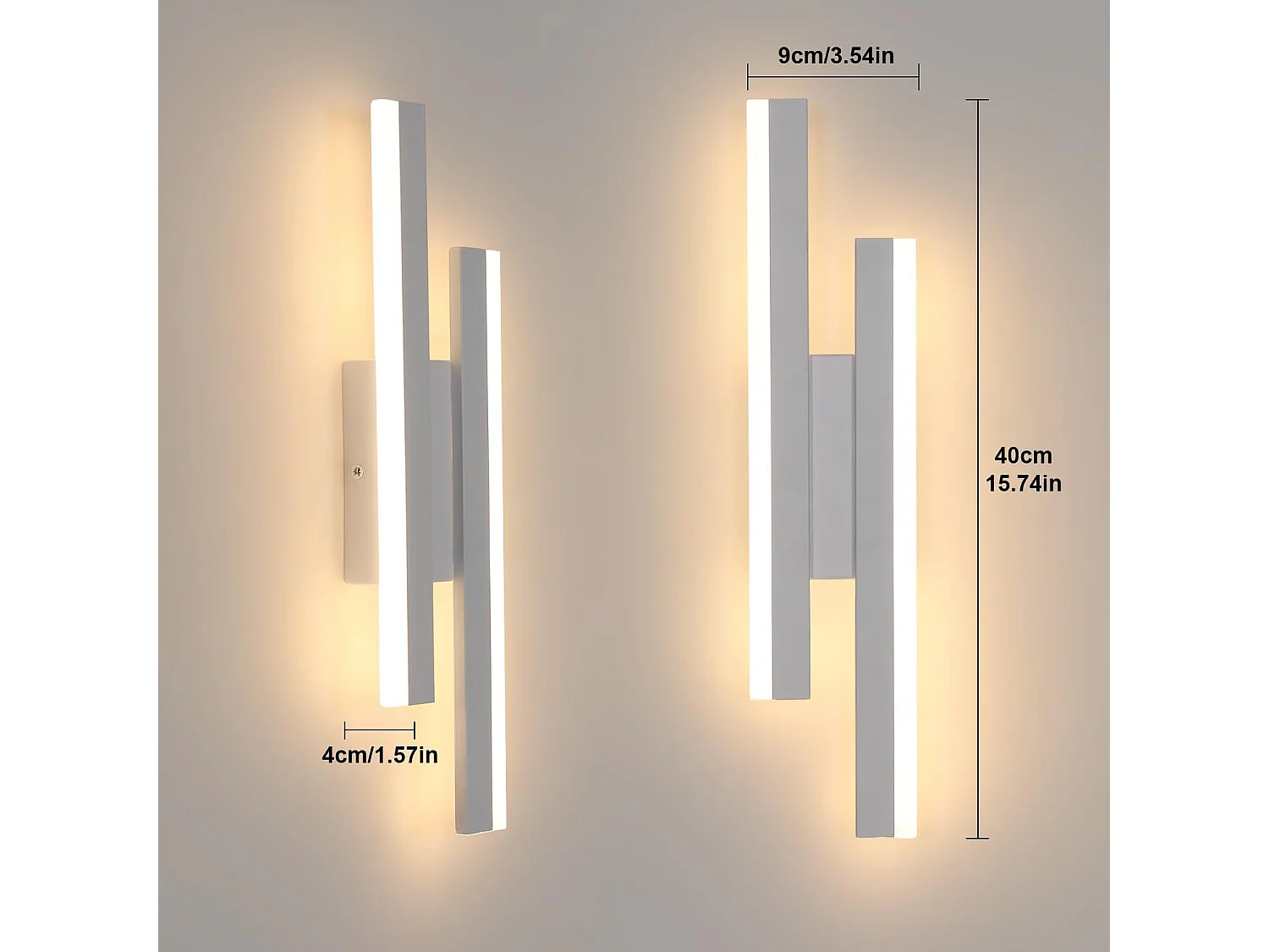 Applique Murale LED Moderne 16W Blanc en Acrylique - Luminaire Mural 3 Températures (3000K/4500K/6500K) pour Salon, Chambre, Salle à Manger et Couloir