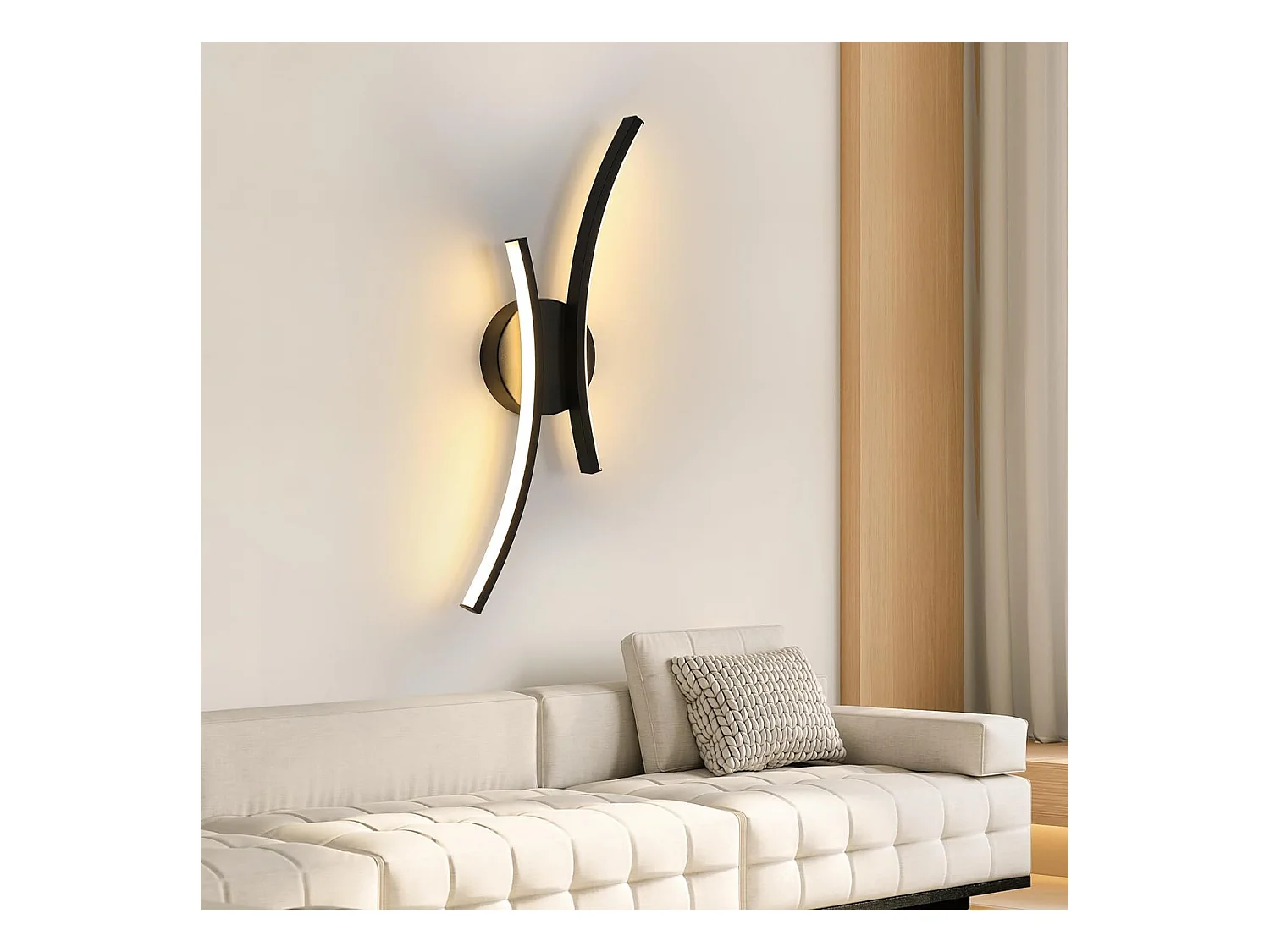 Applique Murale Interieur LED, 20 W 2500 LM Lampe Murale Moderne Design Incurvée, 3000 K Lumière Blanche Chaude Luminaire Mural Interieur