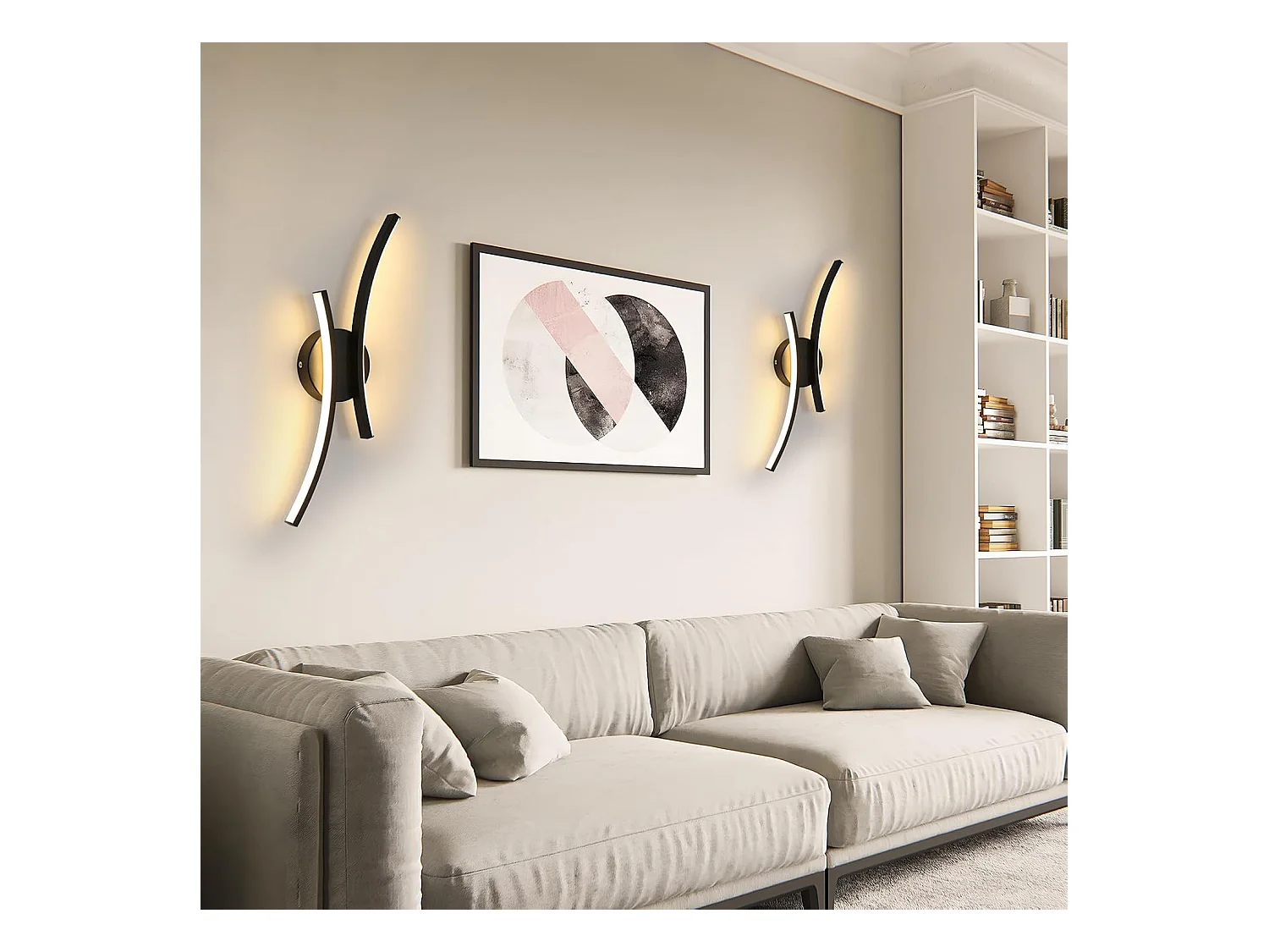 Applique Murale Interieur LED, 20 W 2500 LM Lampe Murale Moderne Design Incurvée, 3000 K Lumière Blanche Chaude Luminaire Mural Interieur