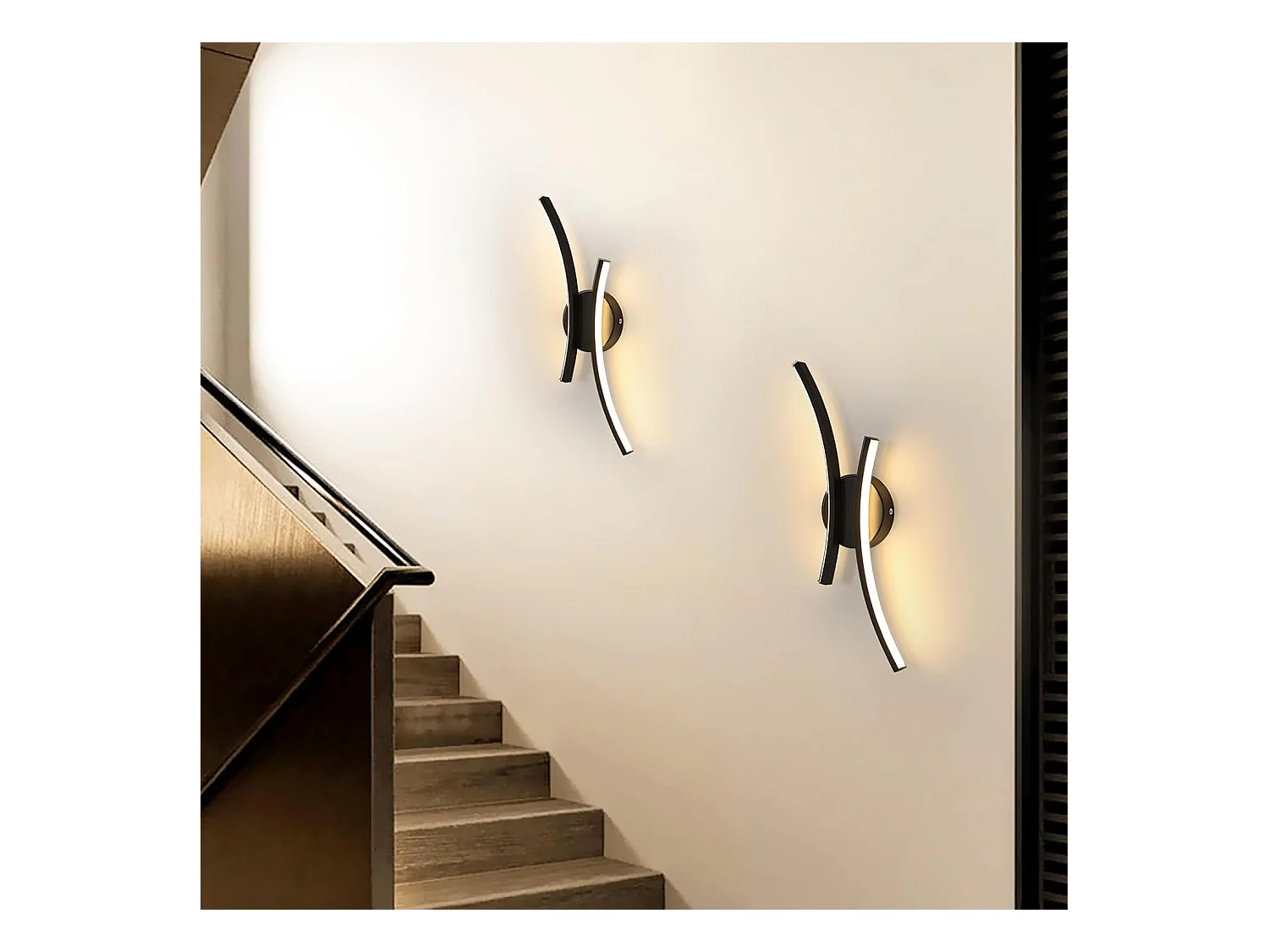 Applique Murale Interieur LED, 20 W 2500 LM Lampe Murale Moderne Design Incurvée, 3000 K Lumière Blanche Chaude Luminaire Mural Interieur