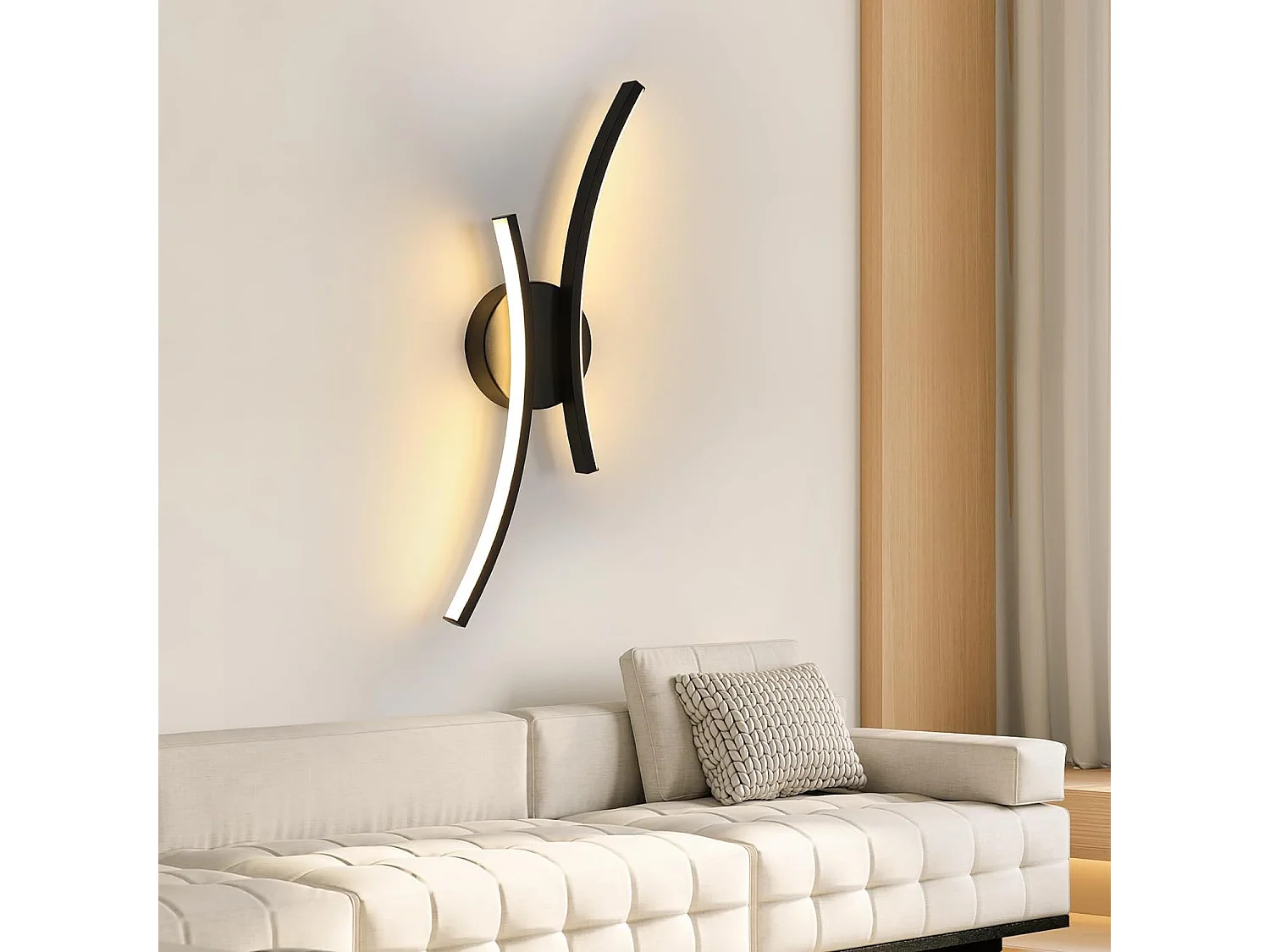 Applique Murale Interieur LED, 20 W 2500 LM Lampe Murale Moderne Design Incurvée, 3000 K Lumière Blanche Chaude Luminaire Mural Interieur