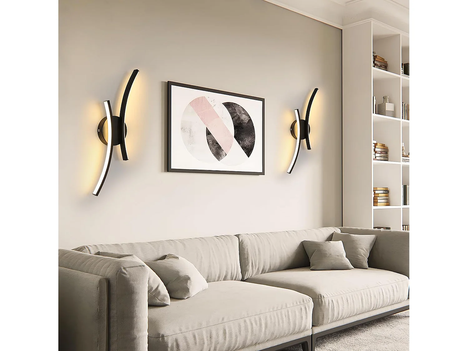 Applique Murale Interieur LED, 20 W 2500 LM Lampe Murale Moderne Design Incurvée, 3000 K Lumière Blanche Chaude Luminaire Mural Interieur