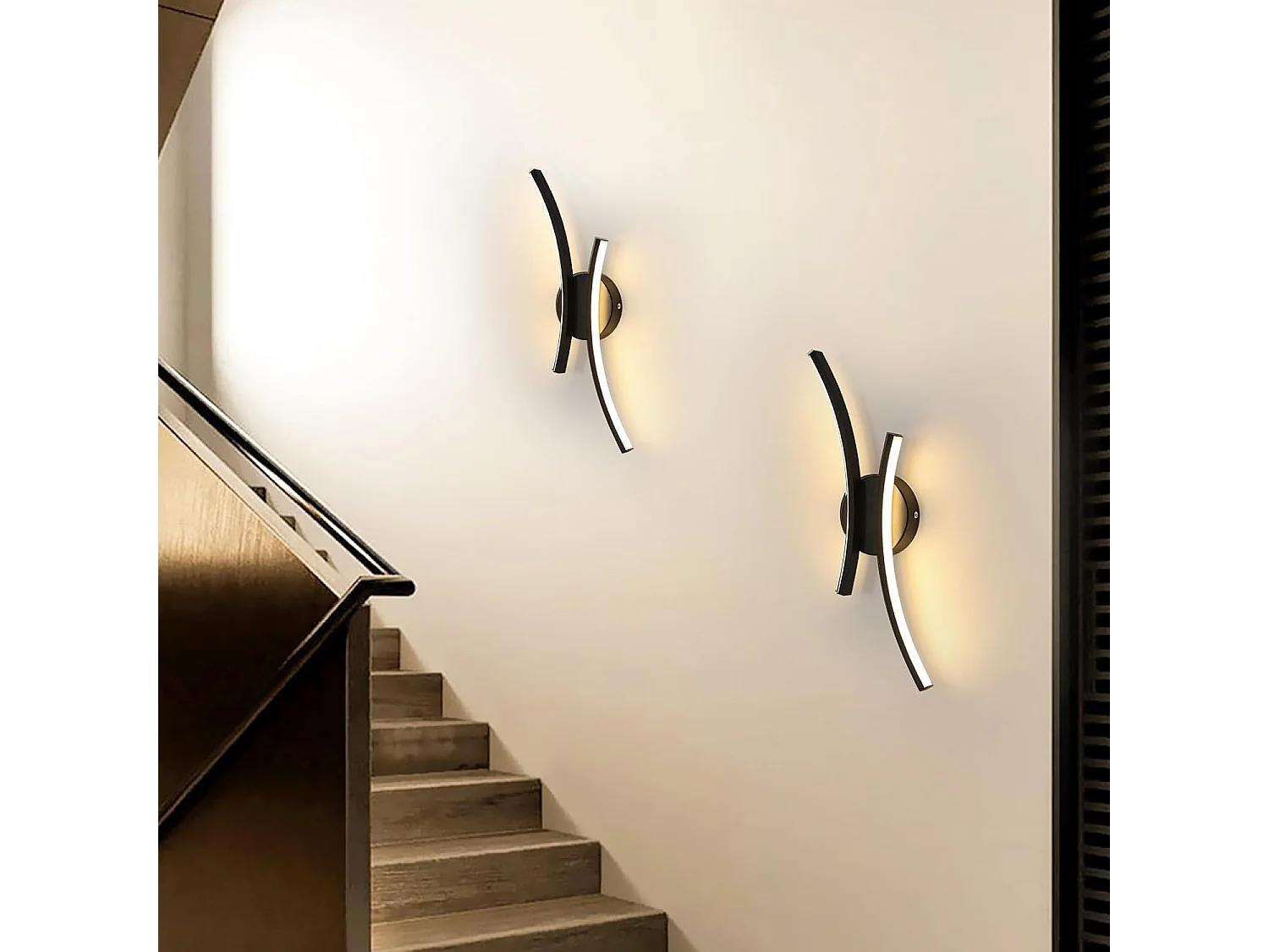 Applique Murale Interieur LED, 20 W 2500 LM Lampe Murale Moderne Design Incurvée, 3000 K Lumière Blanche Chaude Luminaire Mural Interieur