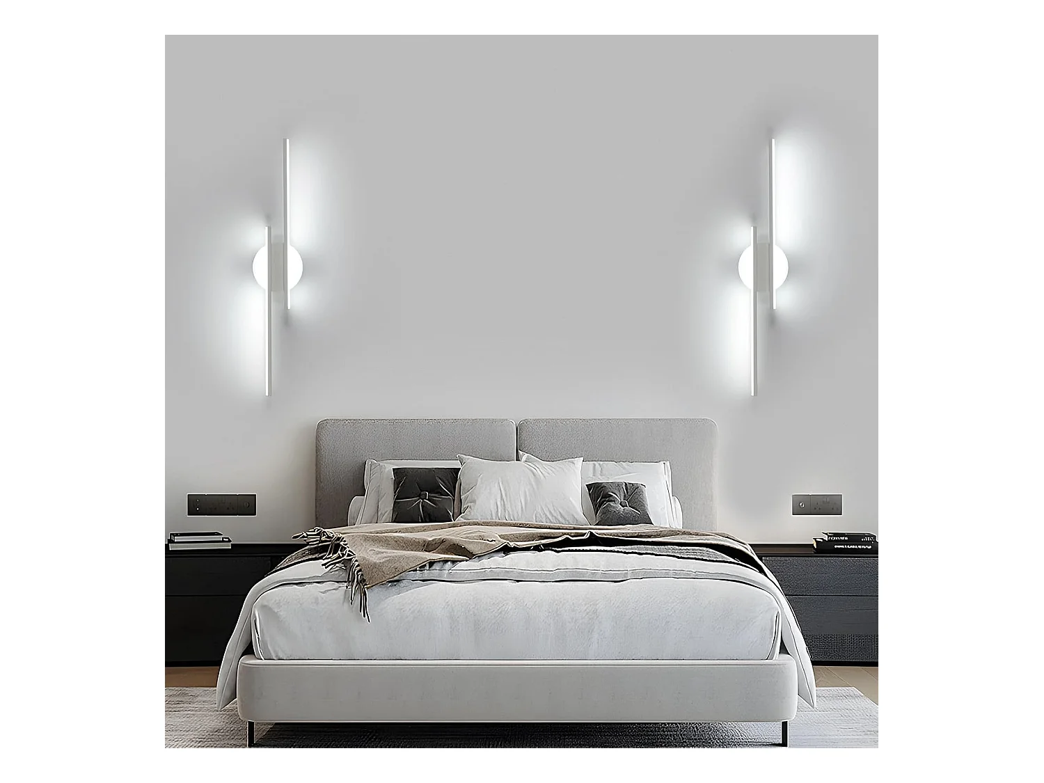 Wandleuchte Innen LED, 24W 2700LM Wandlampe Modern, 6500K Kaltweiß, Wandleuchte Weiß Aluminium für Wohnzimmer, Schlafzimmer, Korridor, Treppen