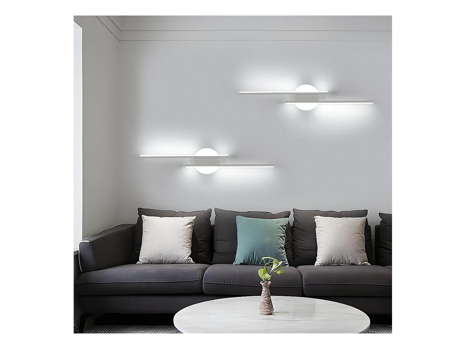 Wandleuchte Innen LED, 24W 2700LM Wandlampe Modern, 6500K Kaltweiß, Wandleuchte Weiß Aluminium für Wohnzimmer, Schlafzimmer, Korridor, Treppen