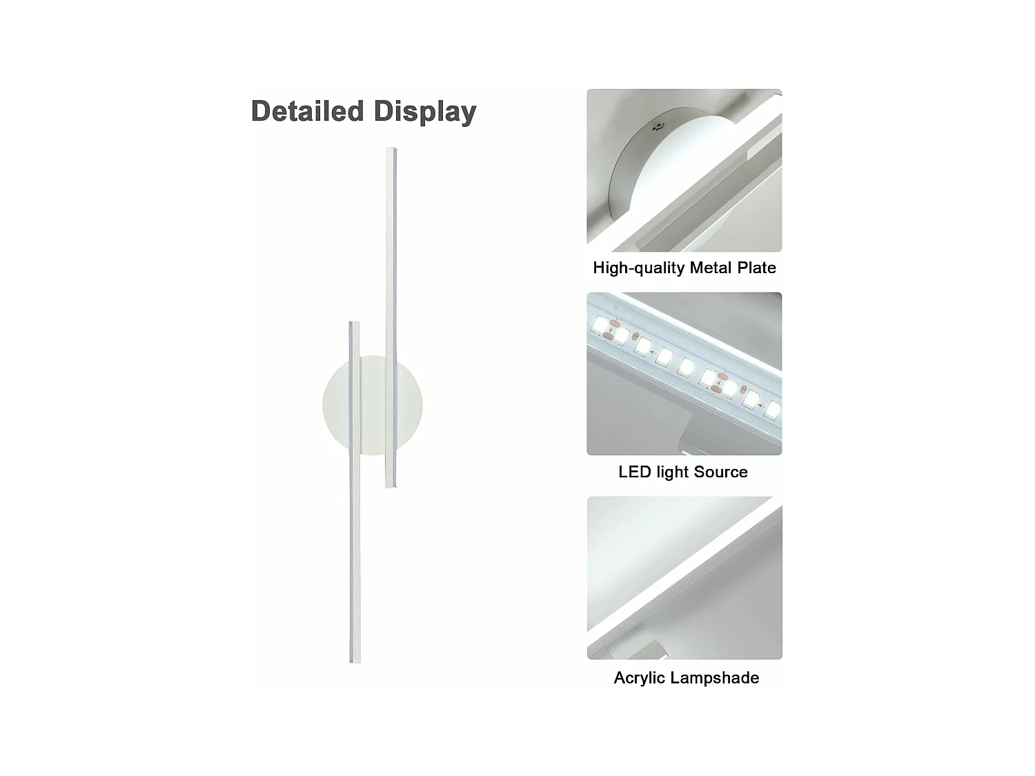 Wandleuchte Innen LED, 24W 2700LM Wandlampe Modern, 6500K Kaltweiß, Wandleuchte Weiß Aluminium für Wohnzimmer, Schlafzimmer, Korridor, Treppen
