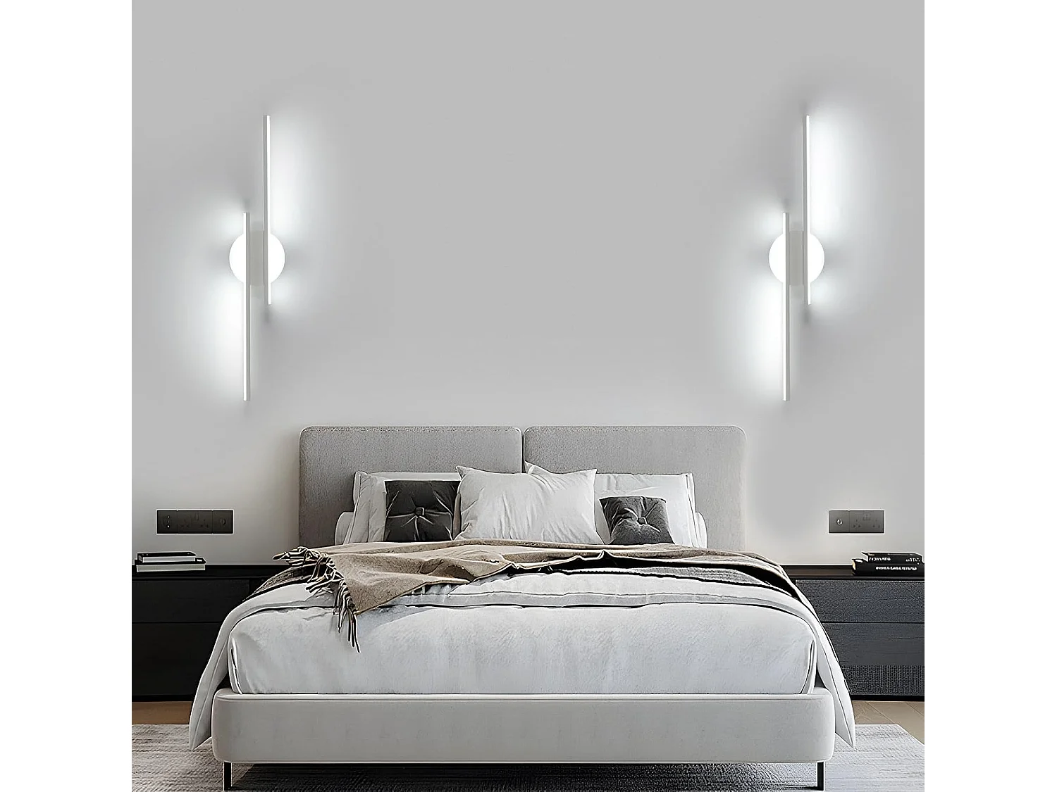 Wandleuchte Innen LED, 24W 2700LM Wandlampe Modern, 6500K Kaltweiß, Wandleuchte Weiß Aluminium für Wohnzimmer, Schlafzimmer, Korridor, Treppen