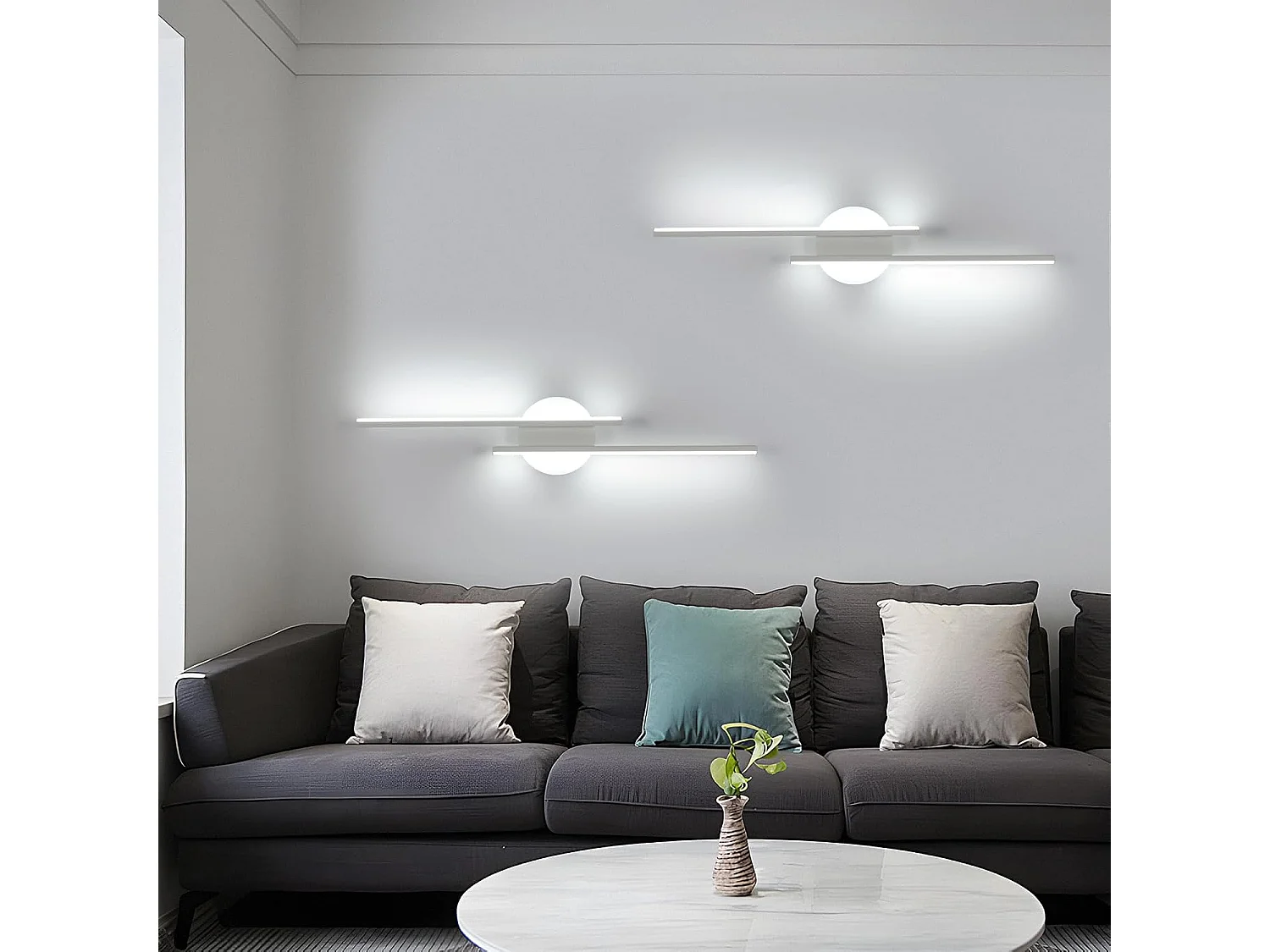 Wandleuchte Innen LED, 24W 2700LM Wandlampe Modern, 6500K Kaltweiß, Wandleuchte Weiß Aluminium für Wohnzimmer, Schlafzimmer, Korridor, Treppen